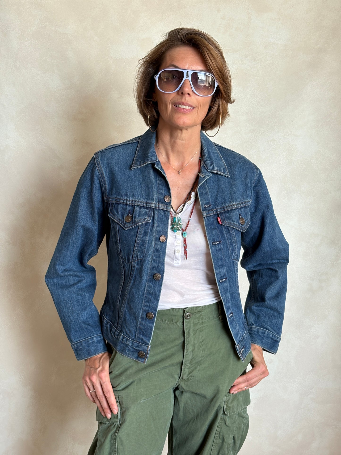 Size 34 . Vintage 80s Levi’s Denim Jacket – 2 Pockets – Made in USA - USA Vintage Bcn