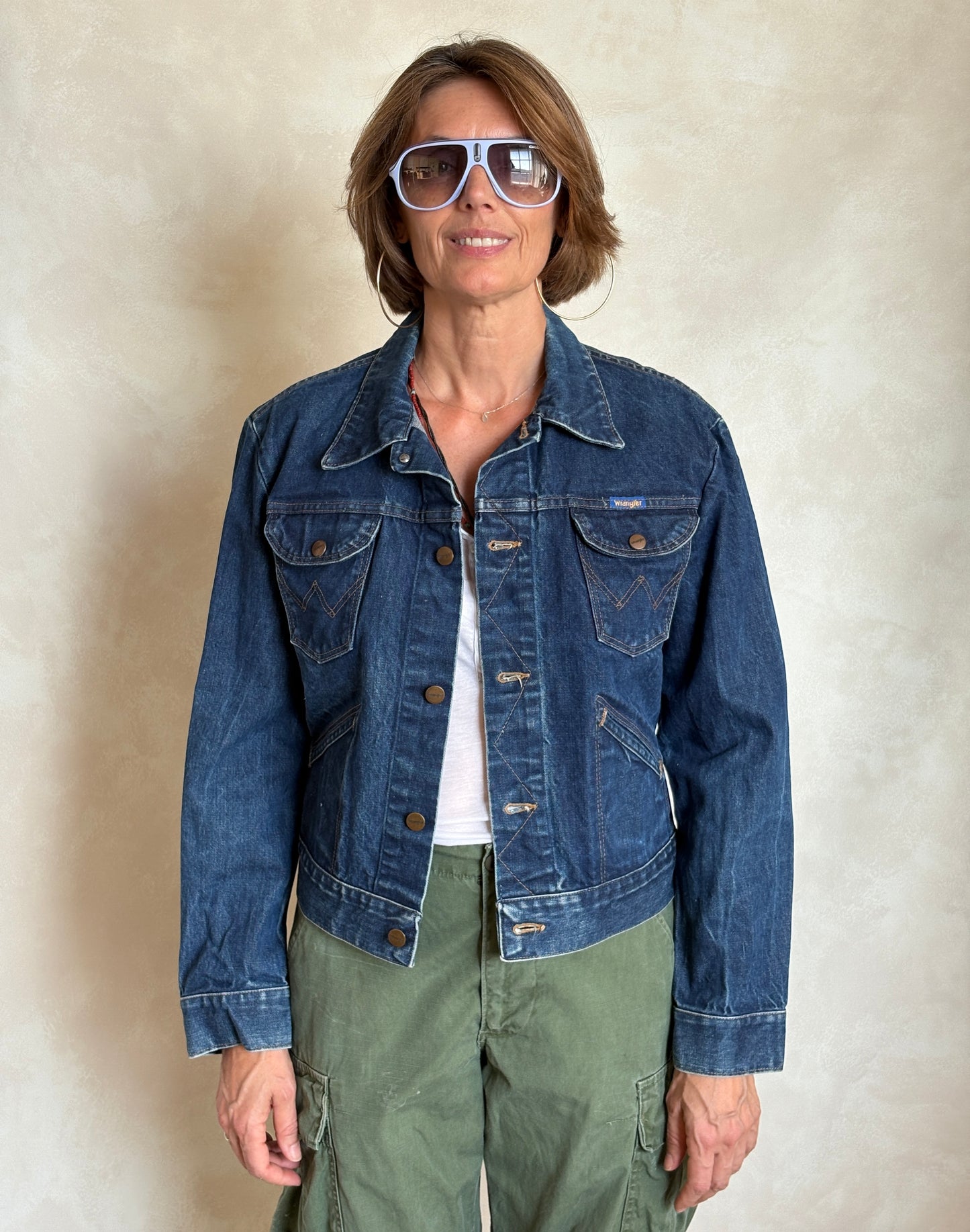 Size 38US . Vintage 90s Wrangler Denim Jacket – 4 Pockets – Made in Malta - USA Vintage Bcn