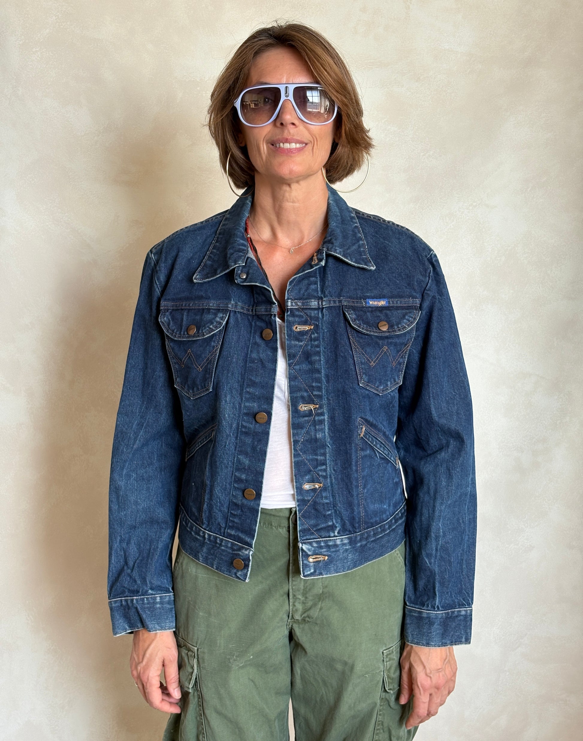 Size 38US . Vintage 90s Wrangler Denim Jacket – 4 Pockets – Made in Malta - USA Vintage Bcn
