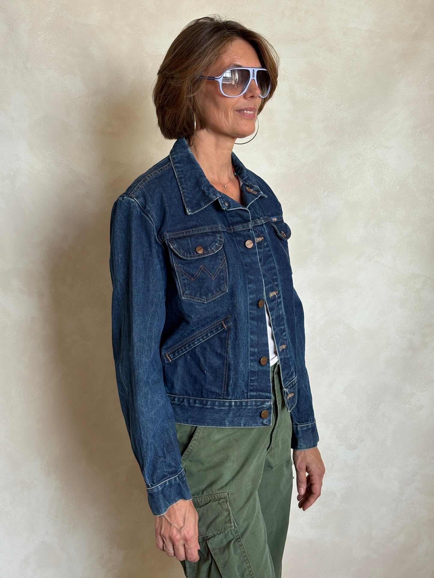 Size 38US . Vintage 90s Wrangler Denim Jacket – 4 Pockets – Made in Malta - USA Vintage Bcn
