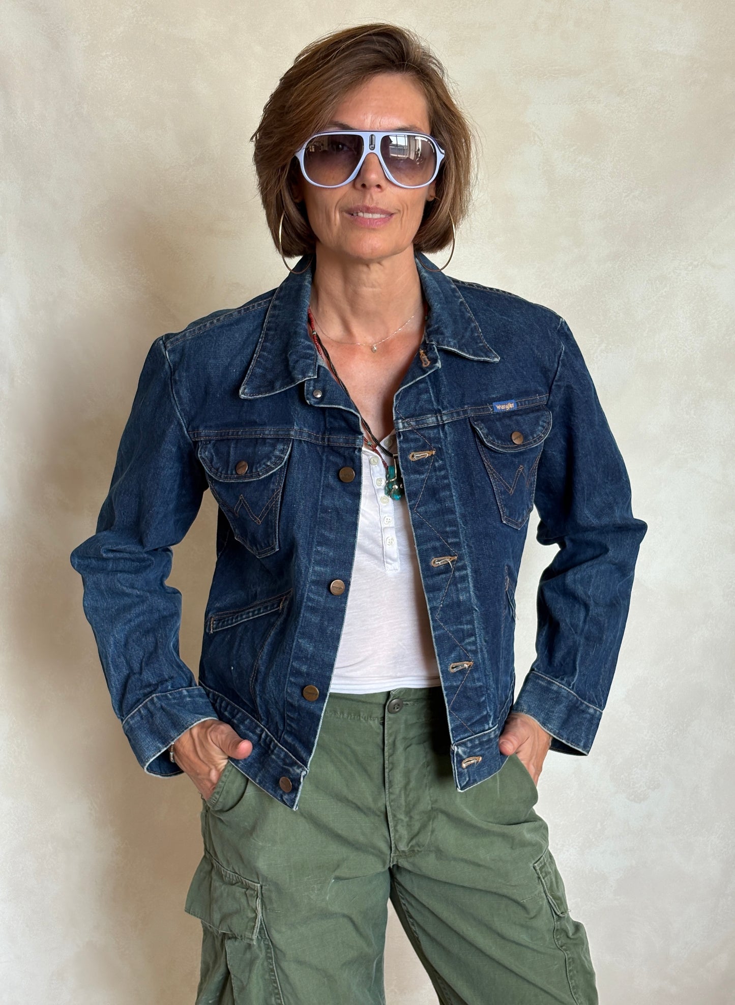 Size 38US . Vintage 90s Wrangler Denim Jacket – 4 Pockets – Made in Malta - USA Vintage Bcn