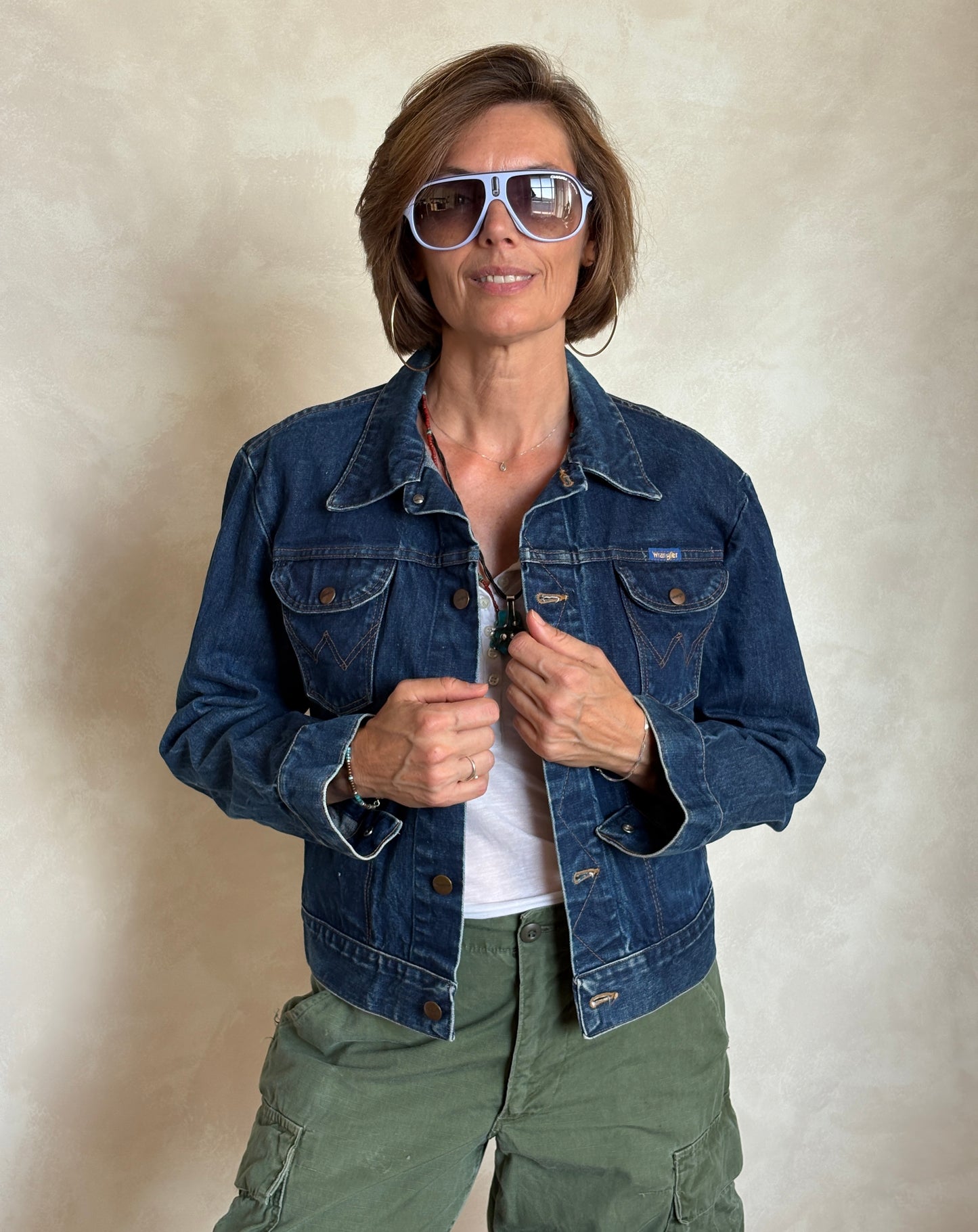 Size 38US . Vintage 90s Wrangler Denim Jacket – 4 Pockets – Made in Malta - USA Vintage Bcn