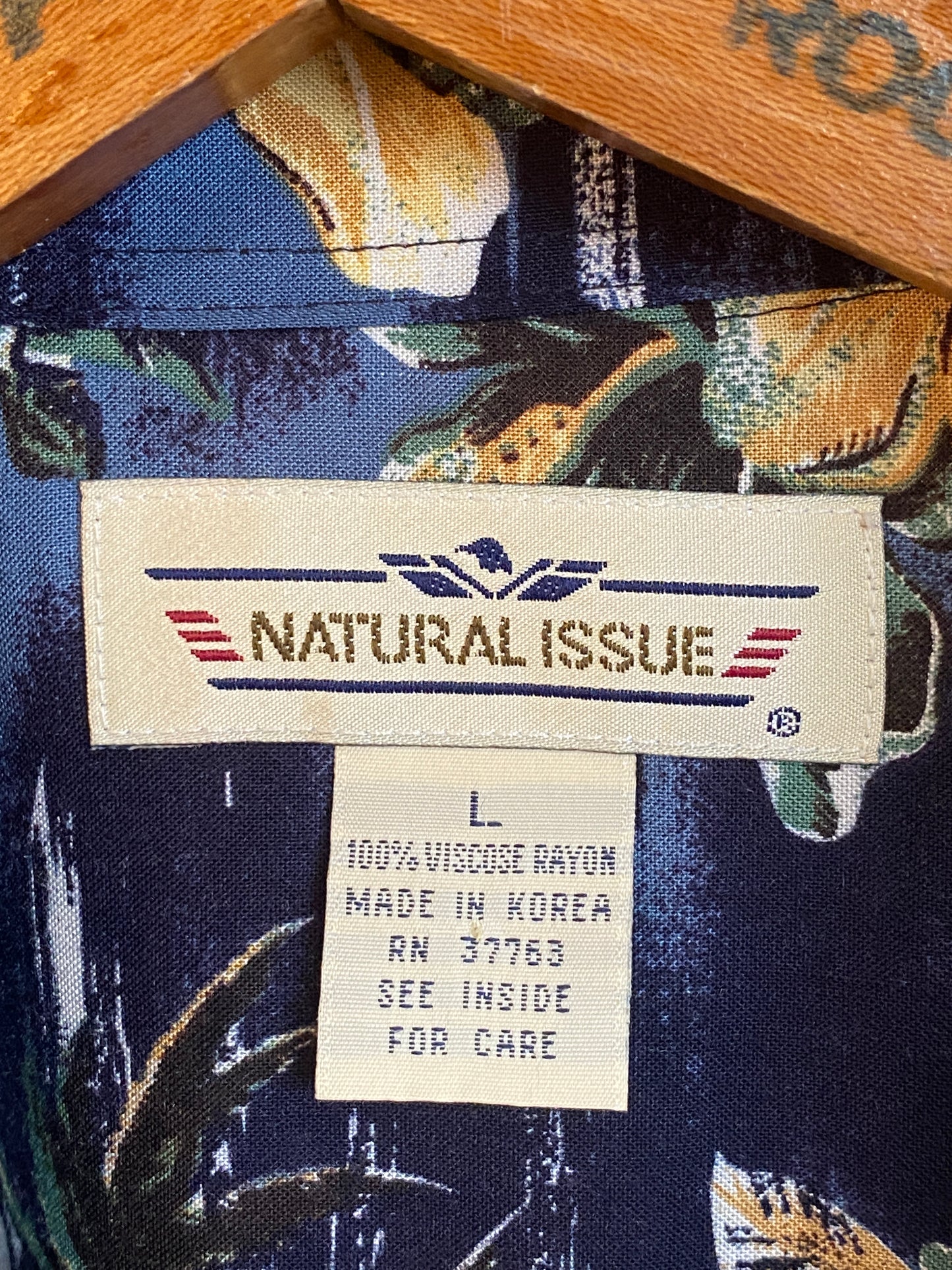 Size Large. Vintage 90s Rayon Hawaiian shirt by Natural Issue-AJ357 Studio