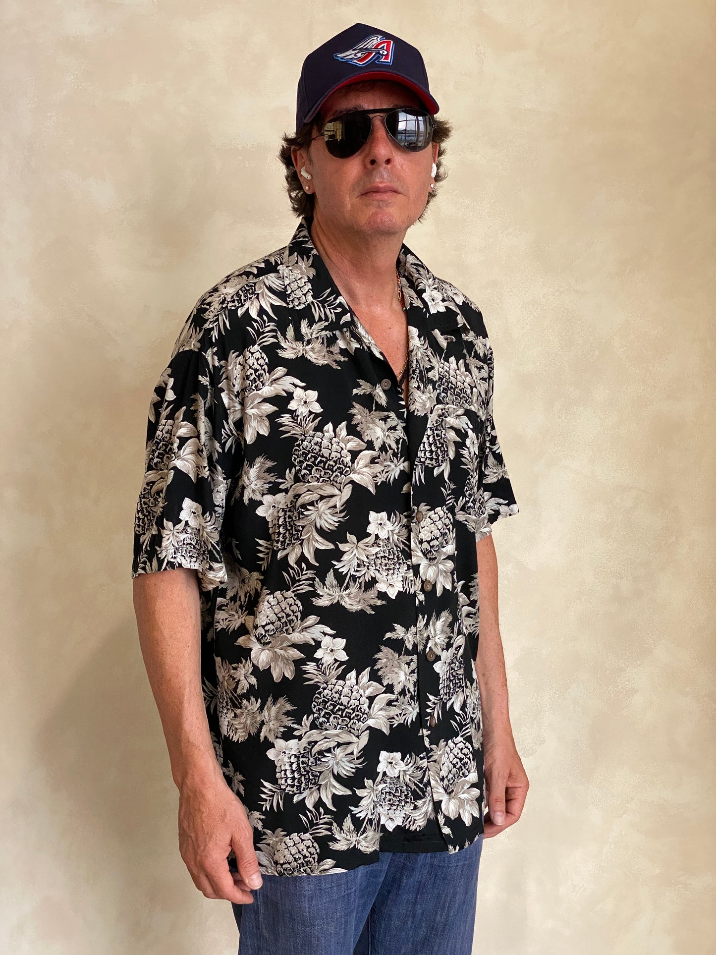 Size Large. Vintage 90s Rayon Hawaiian shirt - USA Vintage Bcn