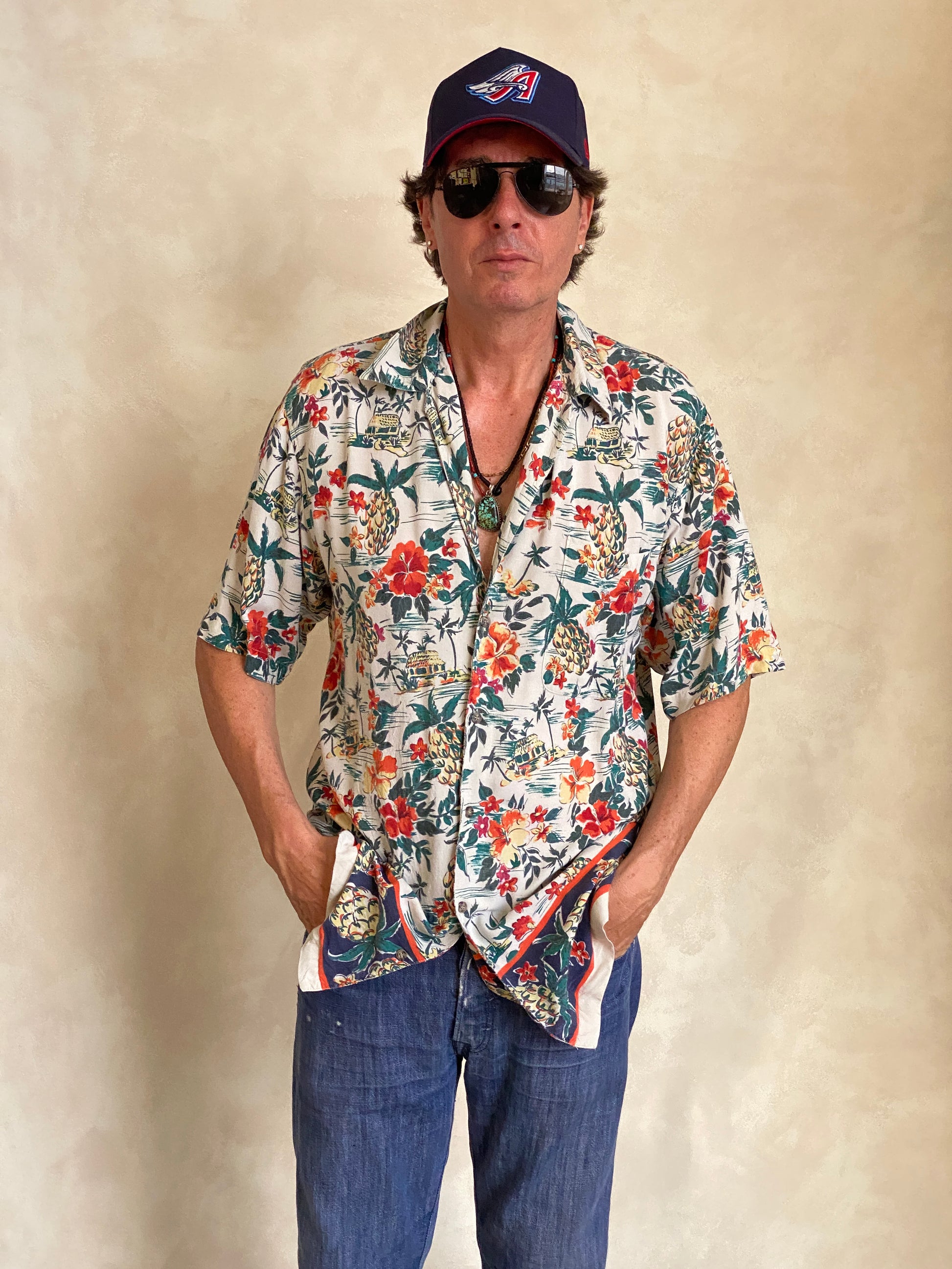Size Large Long. Vintage 90s Rayon Hawaiian shirt - USA Vintage Bcn