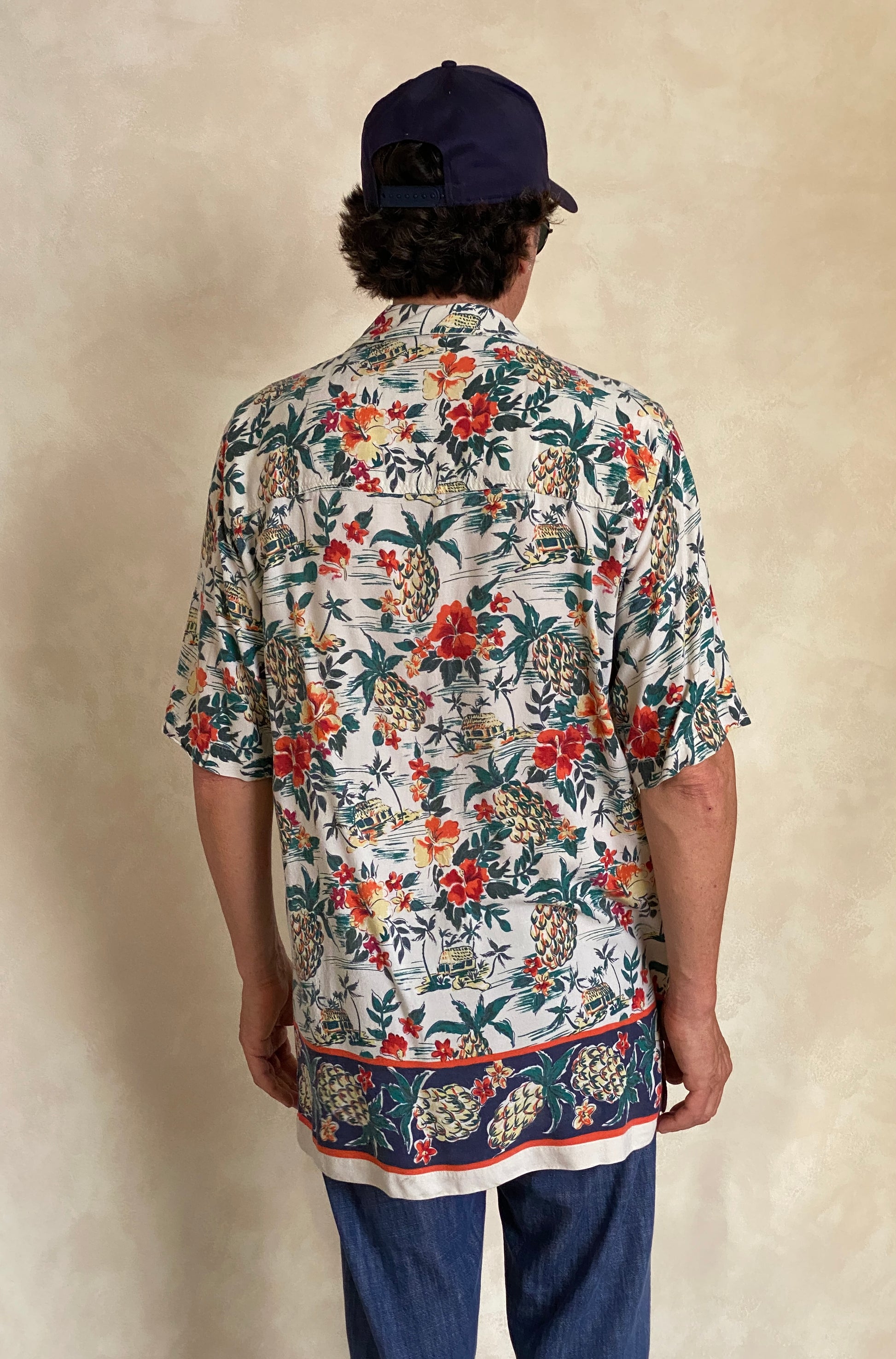Size Large Long. Vintage 90s Rayon Hawaiian shirt - USA Vintage Bcn