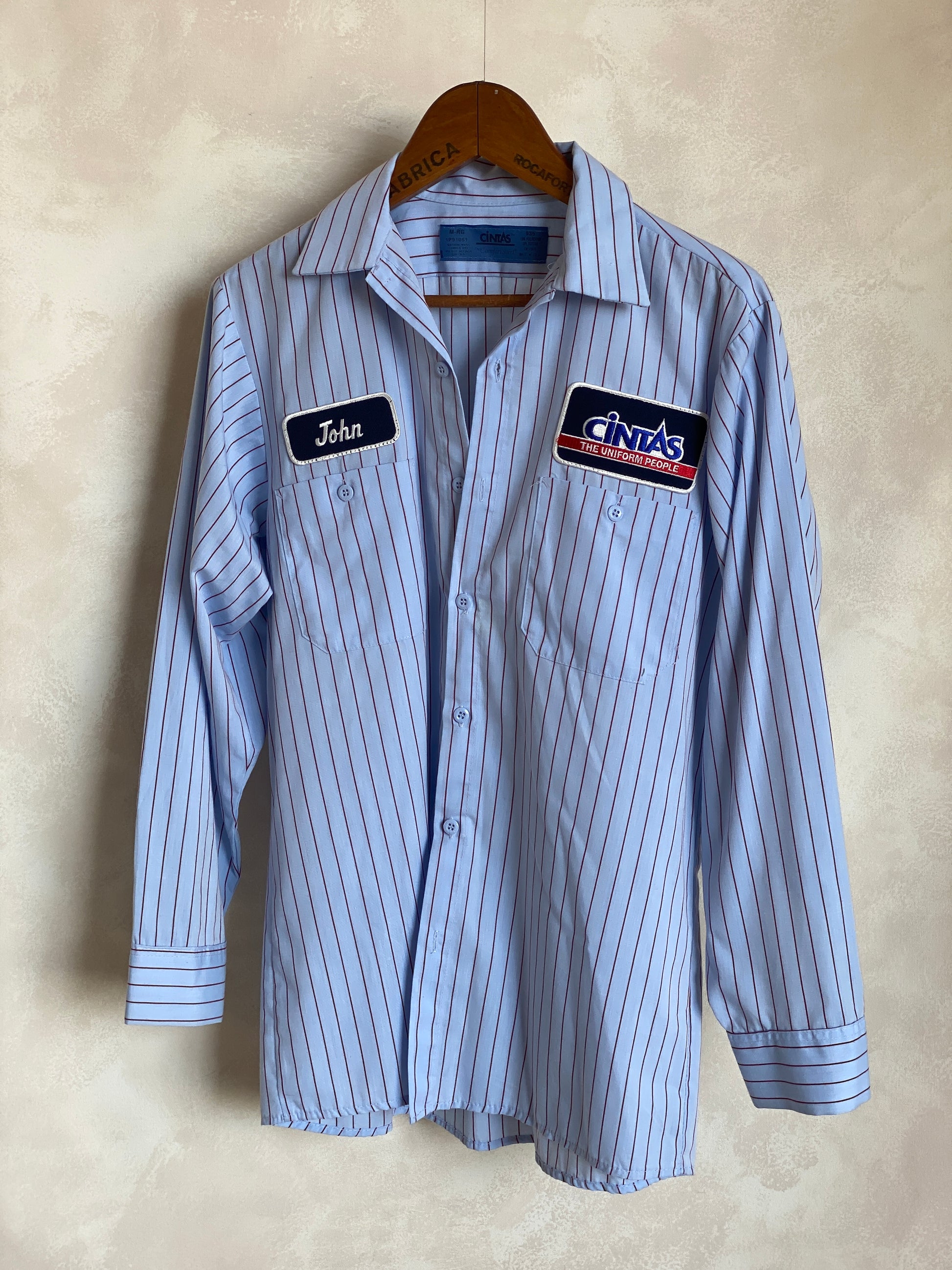Med. Vintage Cintas stripe Work shirt Made in USA - USA Vintage Bcn