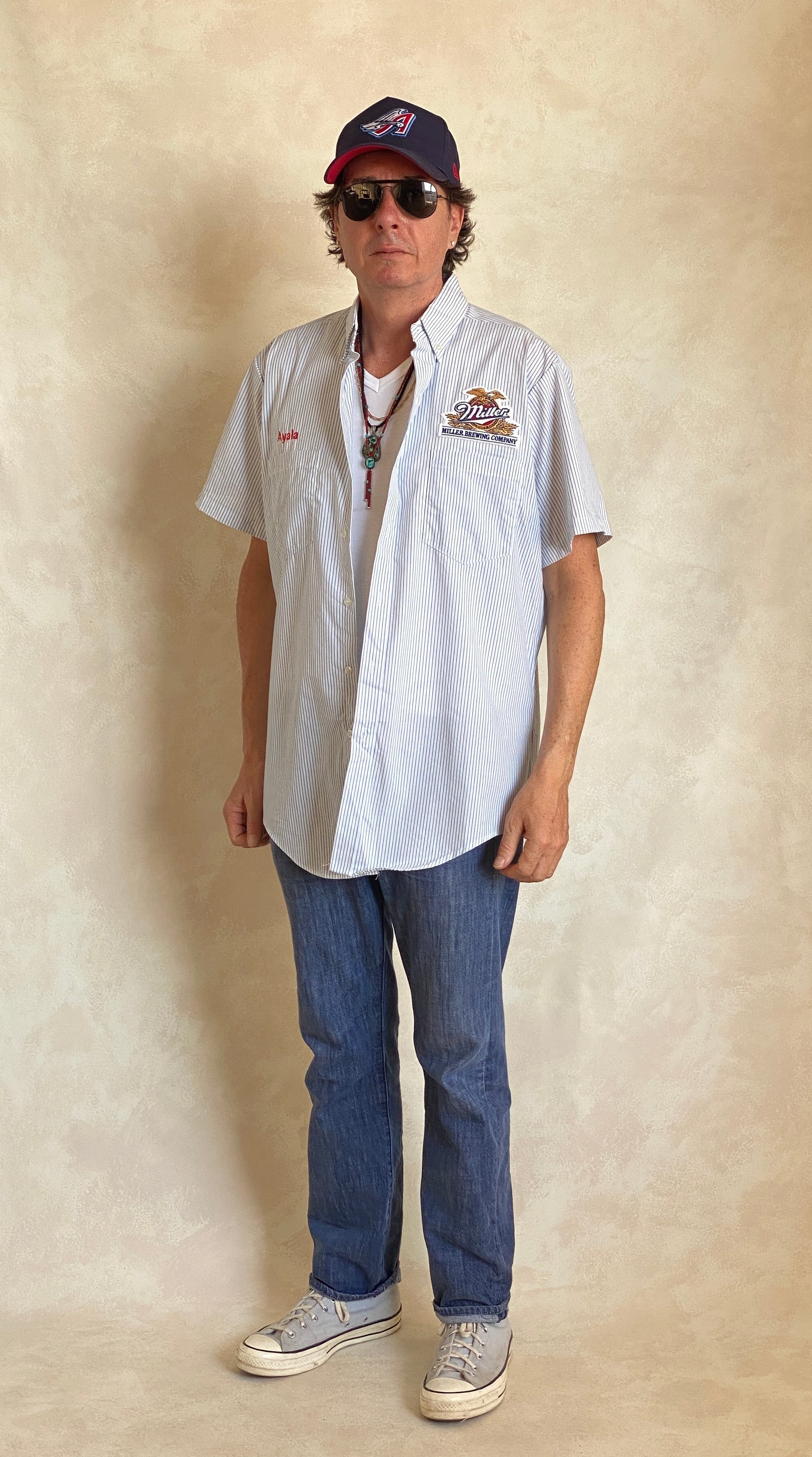 Large. Vintage Miller stripe Work shirt Made in USA - USA Vintage Bcn