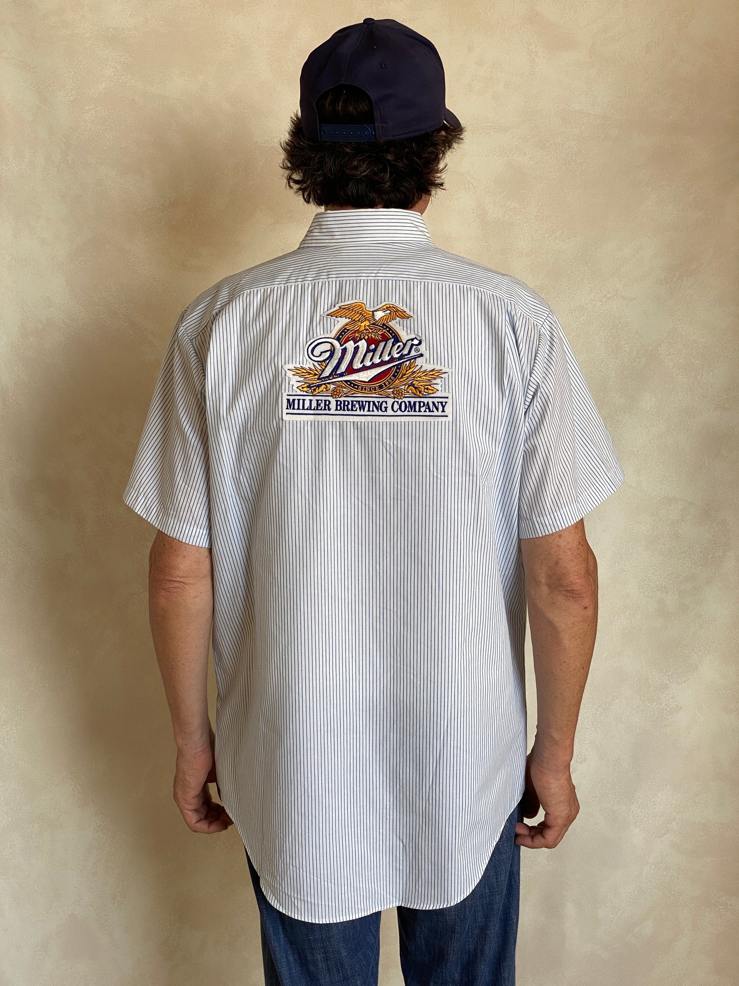 Large. Vintage Miller stripe Work shirt Made in USA - USA Vintage Bcn