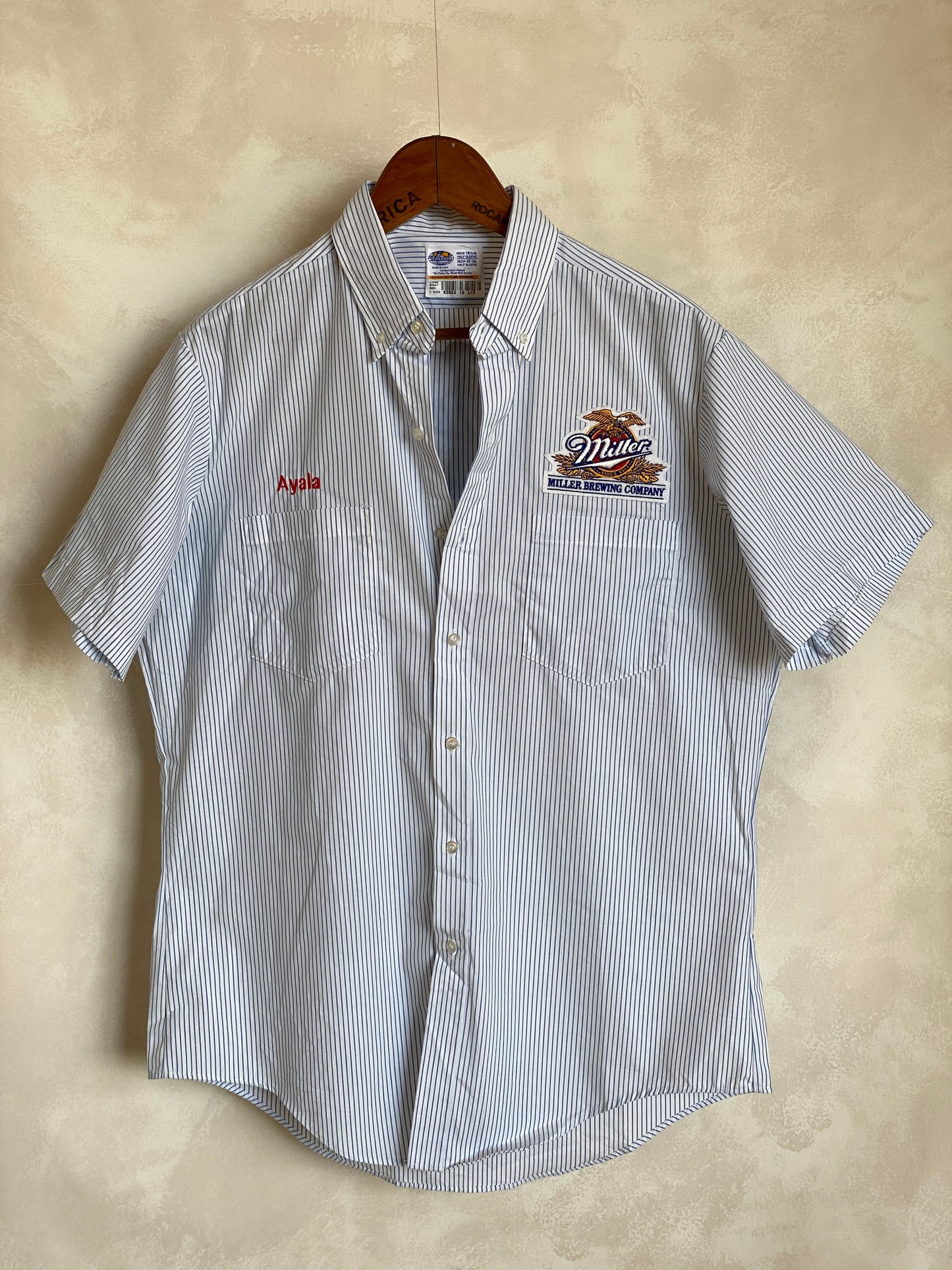 Large. Vintage Miller stripe Work shirt Made in USA - USA Vintage Bcn