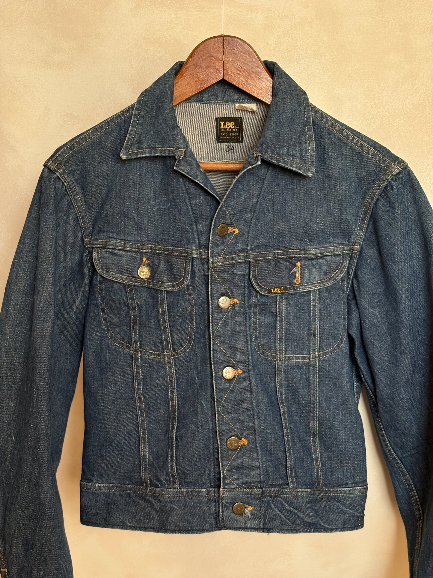 Size 34/3636. Vintage 70s Lee Union Made Denim Shirt – 2 Pockets – Made in USA - USA Vintage Bcn