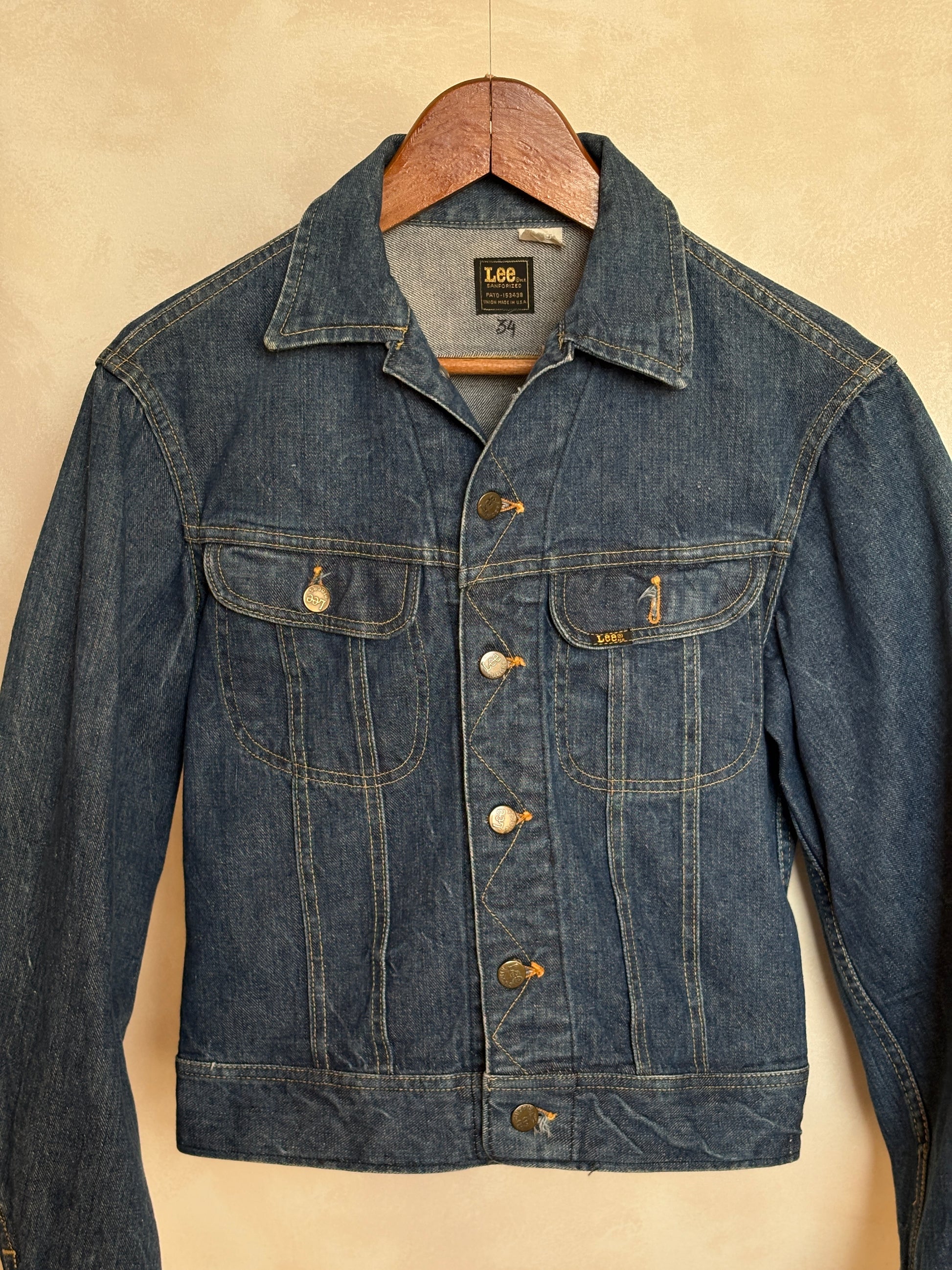 Size 34/3636. Vintage 70s Lee Union Made Denim Shirt – 2 Pockets – Made in USA - USA Vintage Bcn
