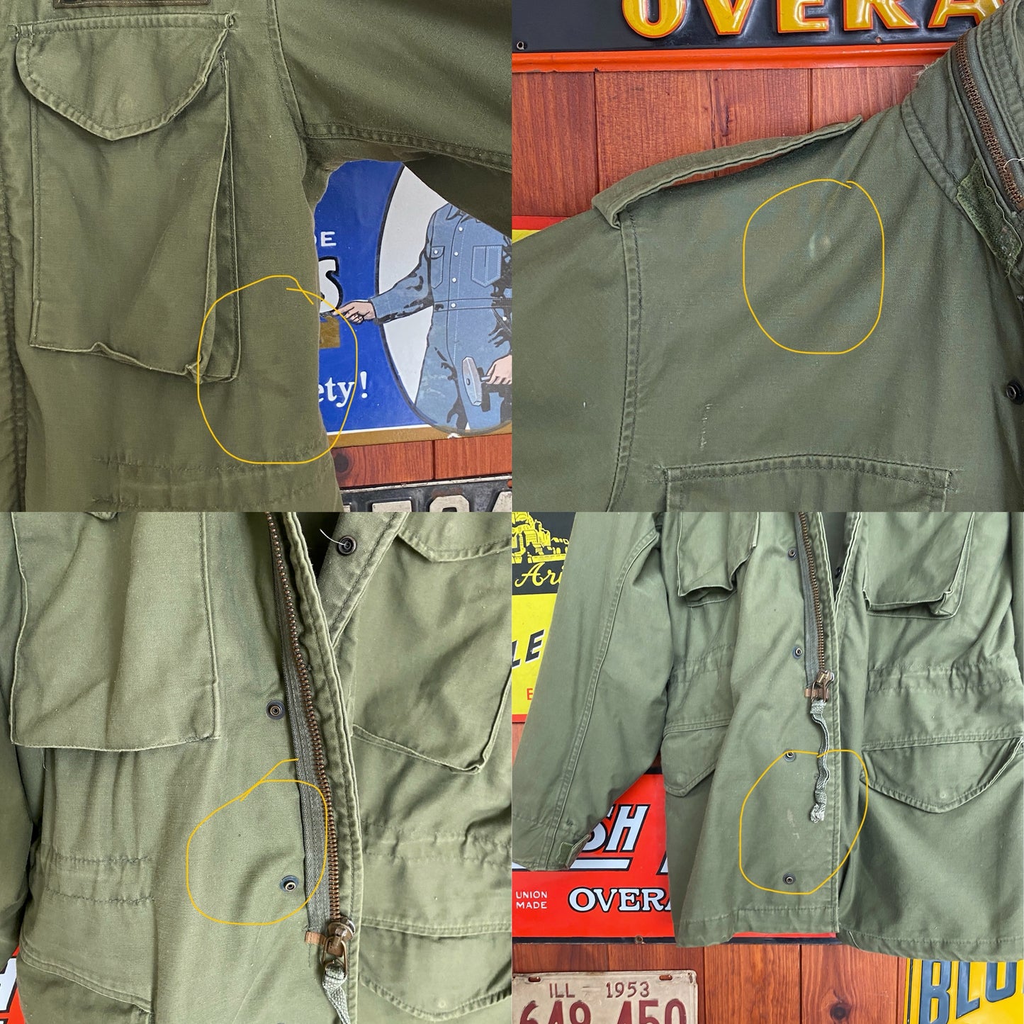 Authentic 1985 US Army M-65 field jacket, vintage military coat in size Small Long