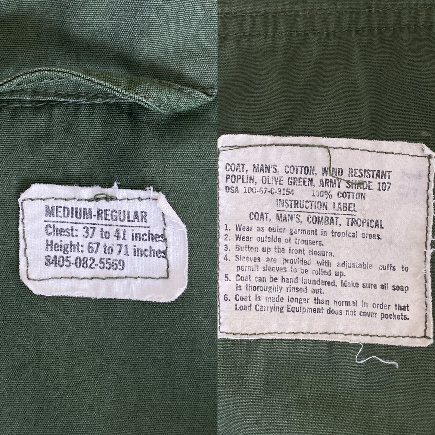 Medium Reg. Authentic 1967 US Army Vintage Vietnam Jungle Jacket, DAC-AJ357 Studio