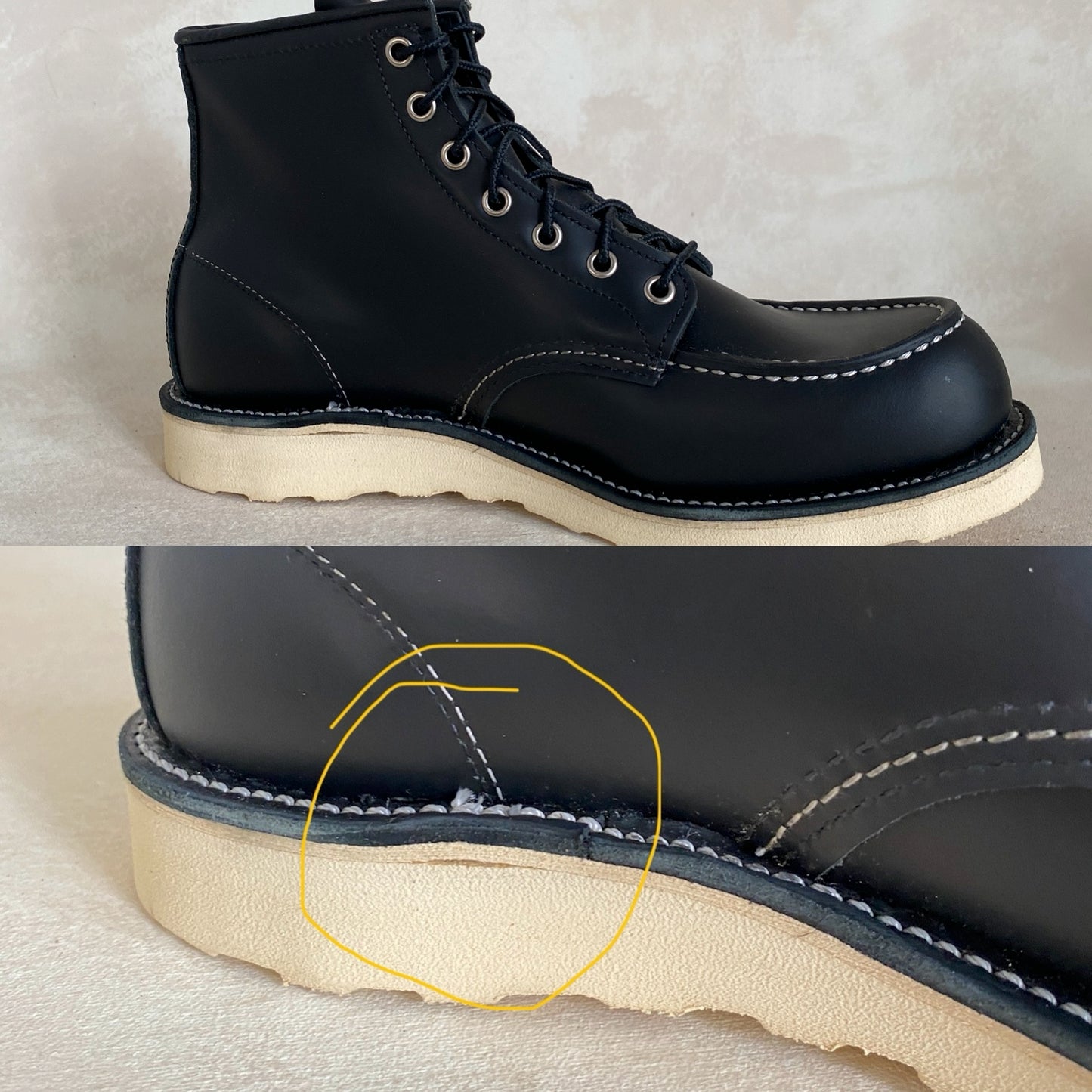Size 10D / 43EU Red Wing 8130 Moc Toe Black Boots Made in USA (Second) - USA Vintage Bcn