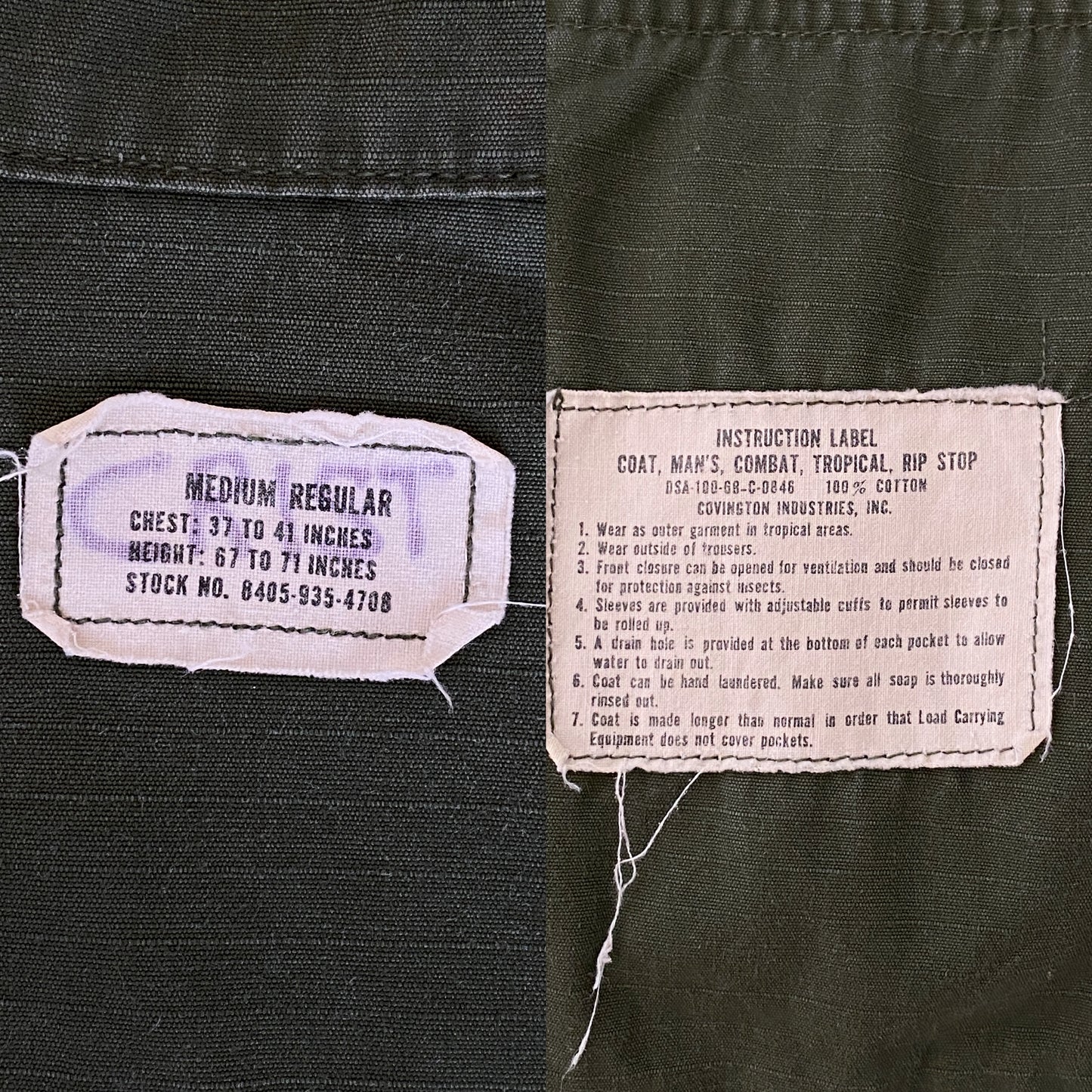 Size Large Reg. 2nd second pattern 1965 jungle jacket Vietnam war era-AJ357 Studio