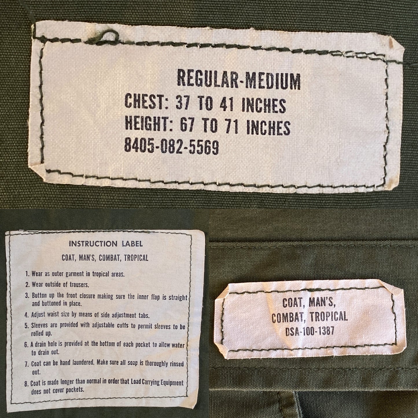 Med reg. Authentic 1966 2nd Pattern US Army Vintage tropical Vietnam jungle jacket.-AJ357 Studio