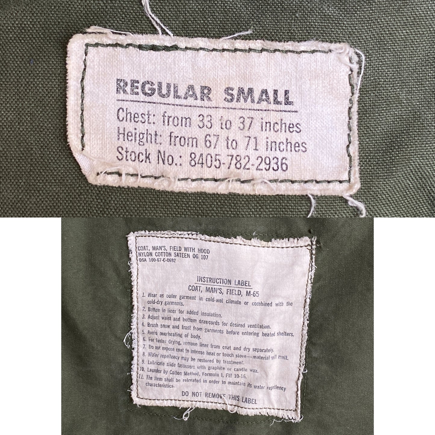 Small Reg. Authentic 1967 US M-65 field jacket Military - USA Vintage Bcn