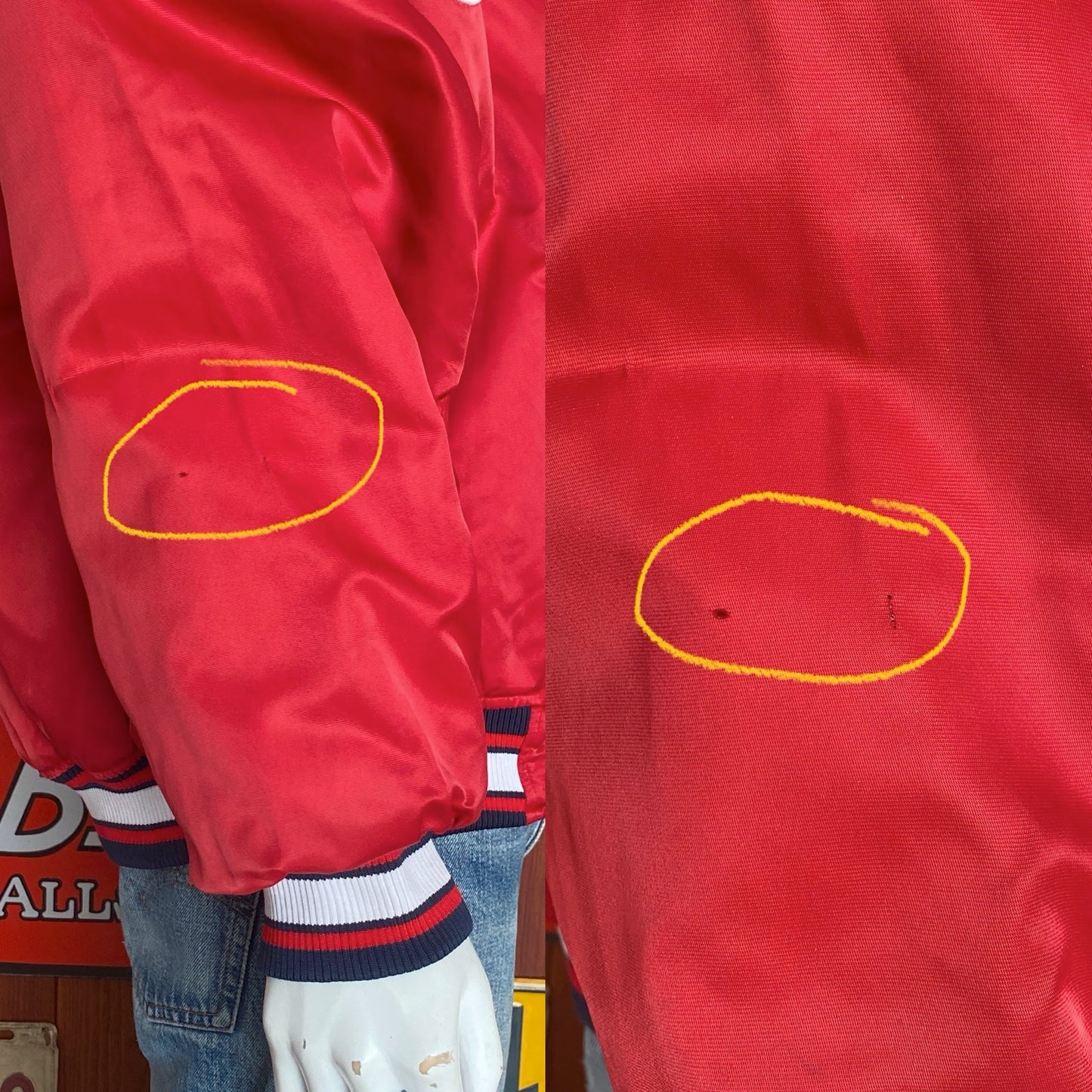 Vintage 1990s Cleveland Indians Starter satin jacket, size XL.