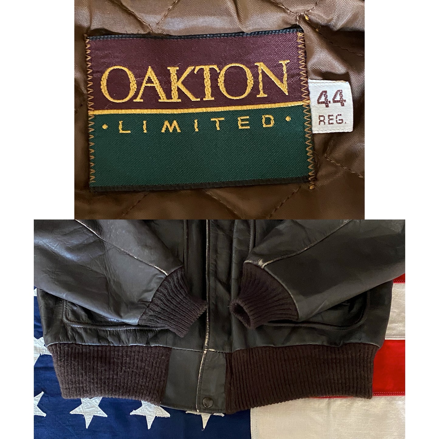 Vintage leather aviator bomber flight jacket, genuine leather, size 44US / 54EU.