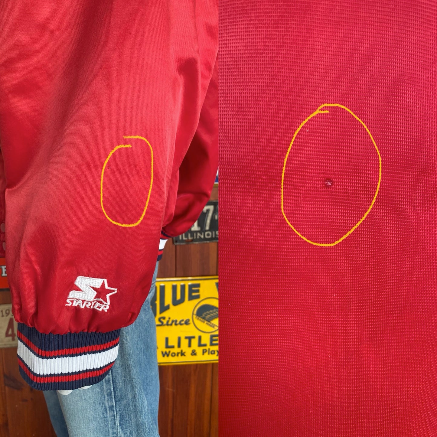 Vintage 1990s Cleveland Indians Starter satin jacket, size XL.