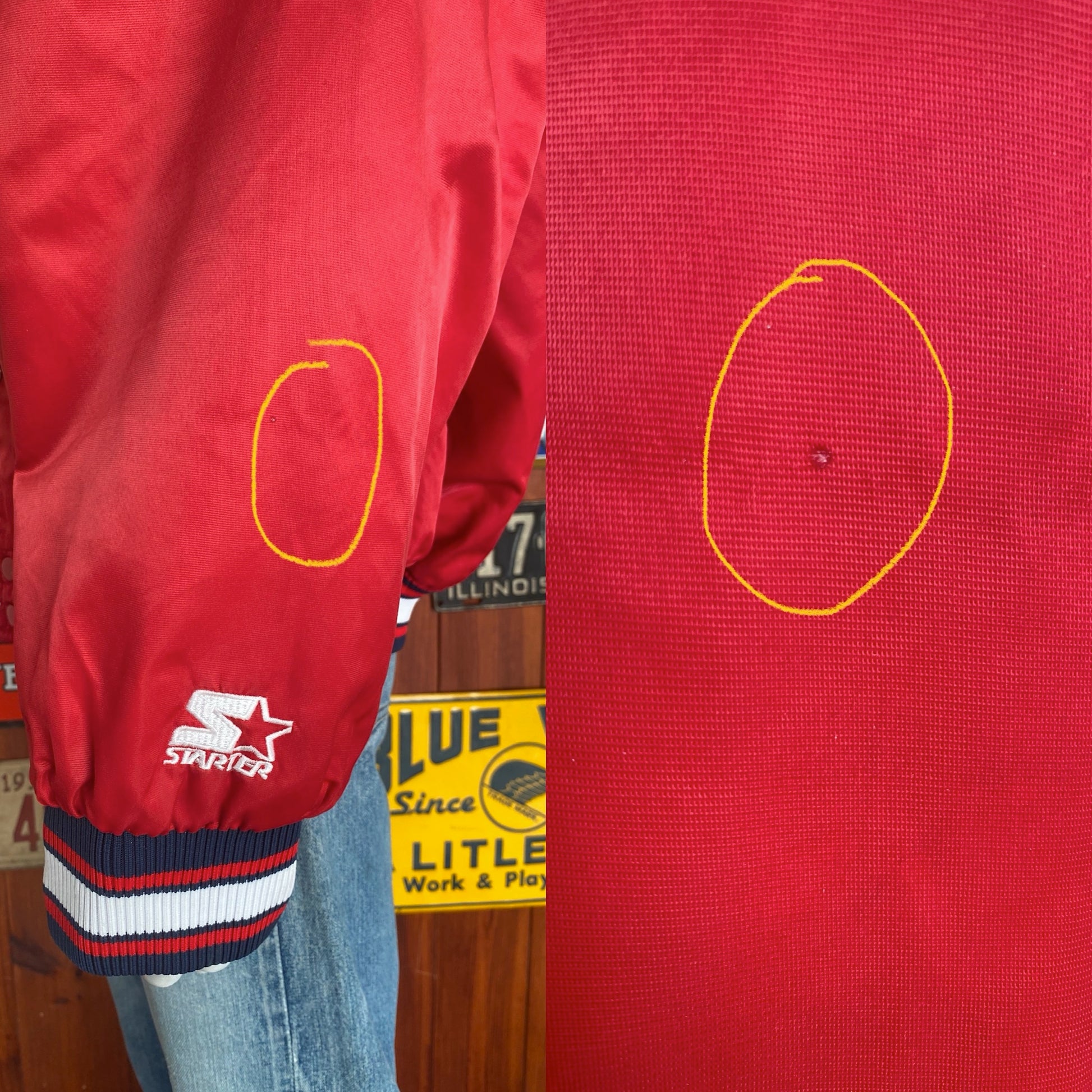 Vintage 1990s Cleveland Indians Starter satin jacket, size XL.