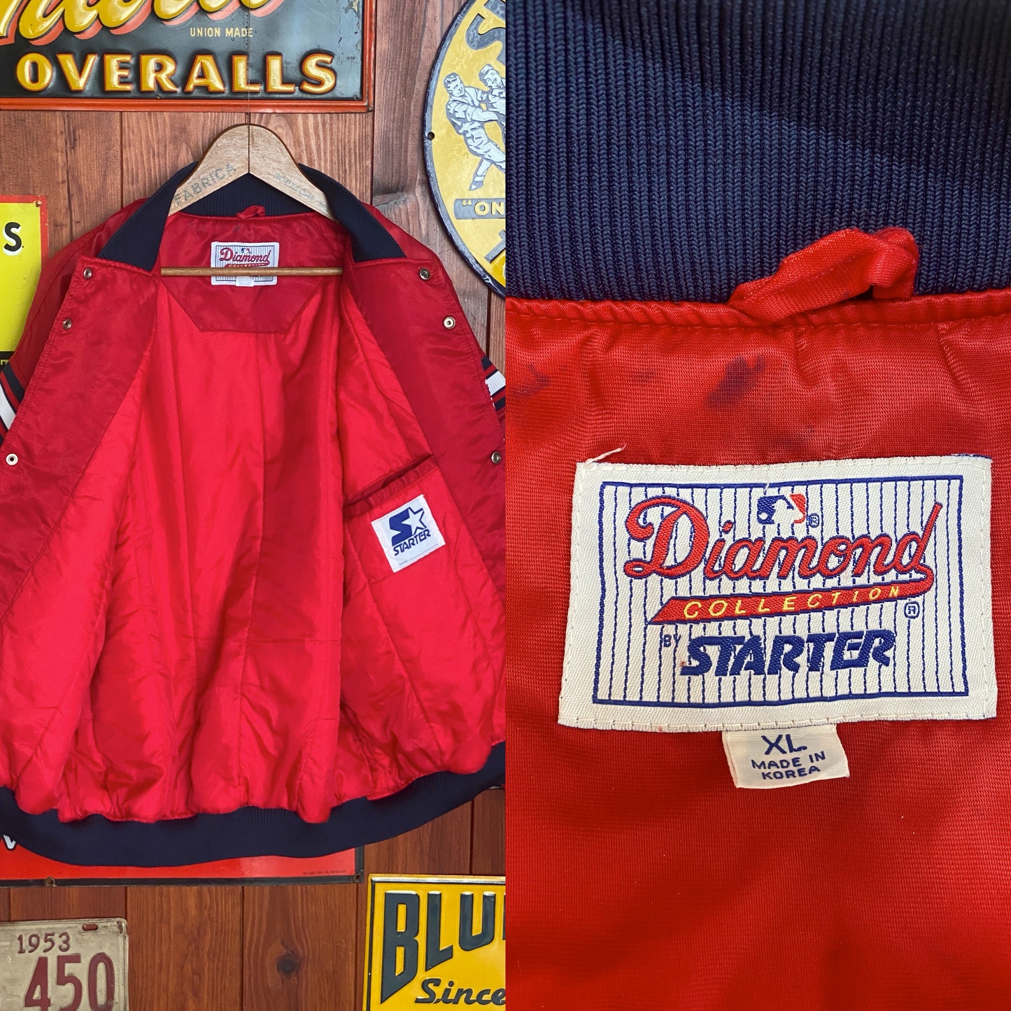Vintage 1990s Cleveland Indians Starter satin jacket, size XL.