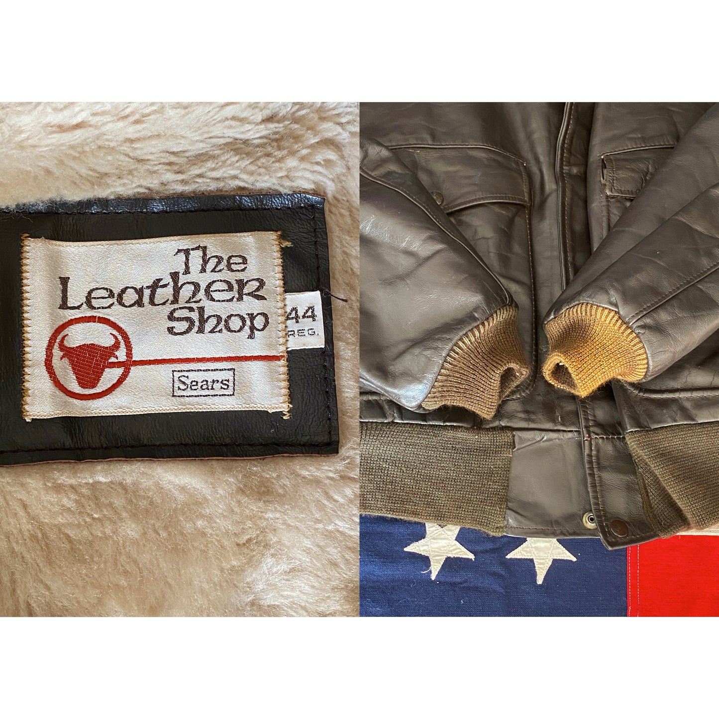 vintage aviator leather bomber flight jacket size 44us 54eu aj357 studio