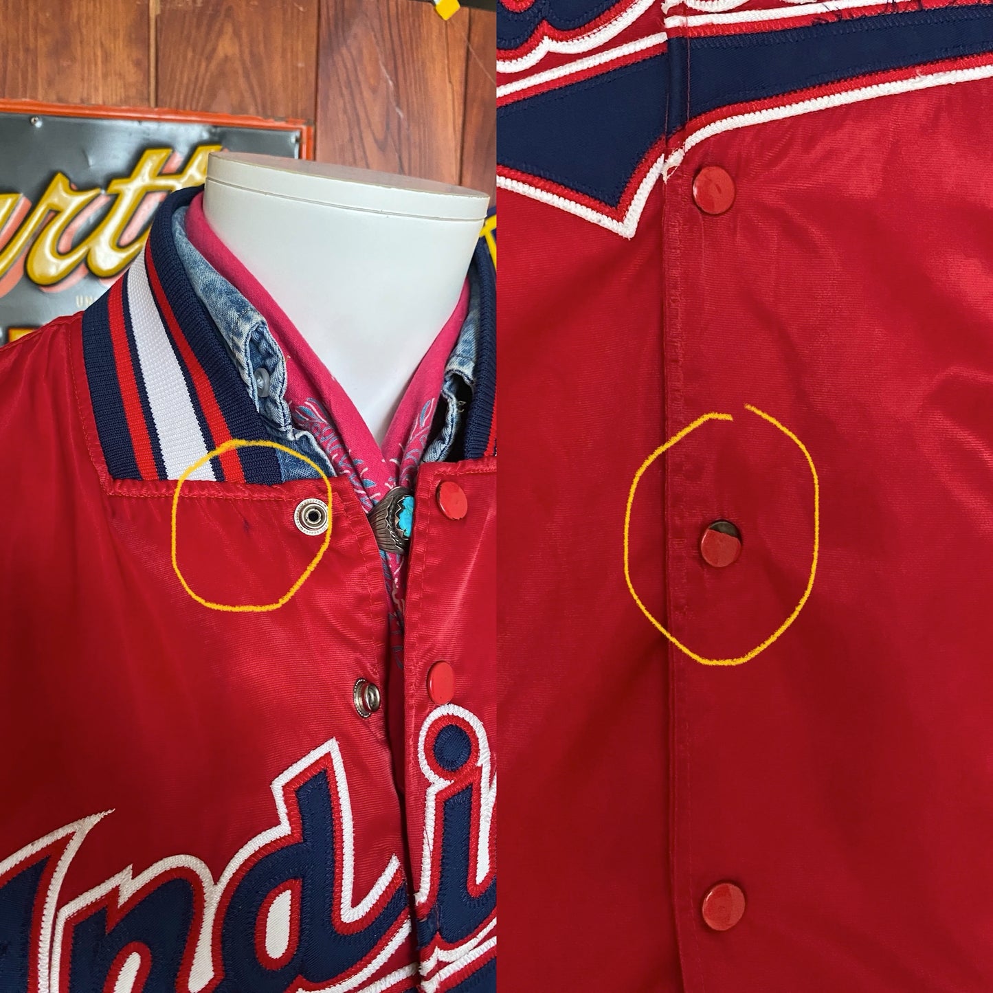 Vintage 1990s Cleveland Indians Starter satin jacket, size large.