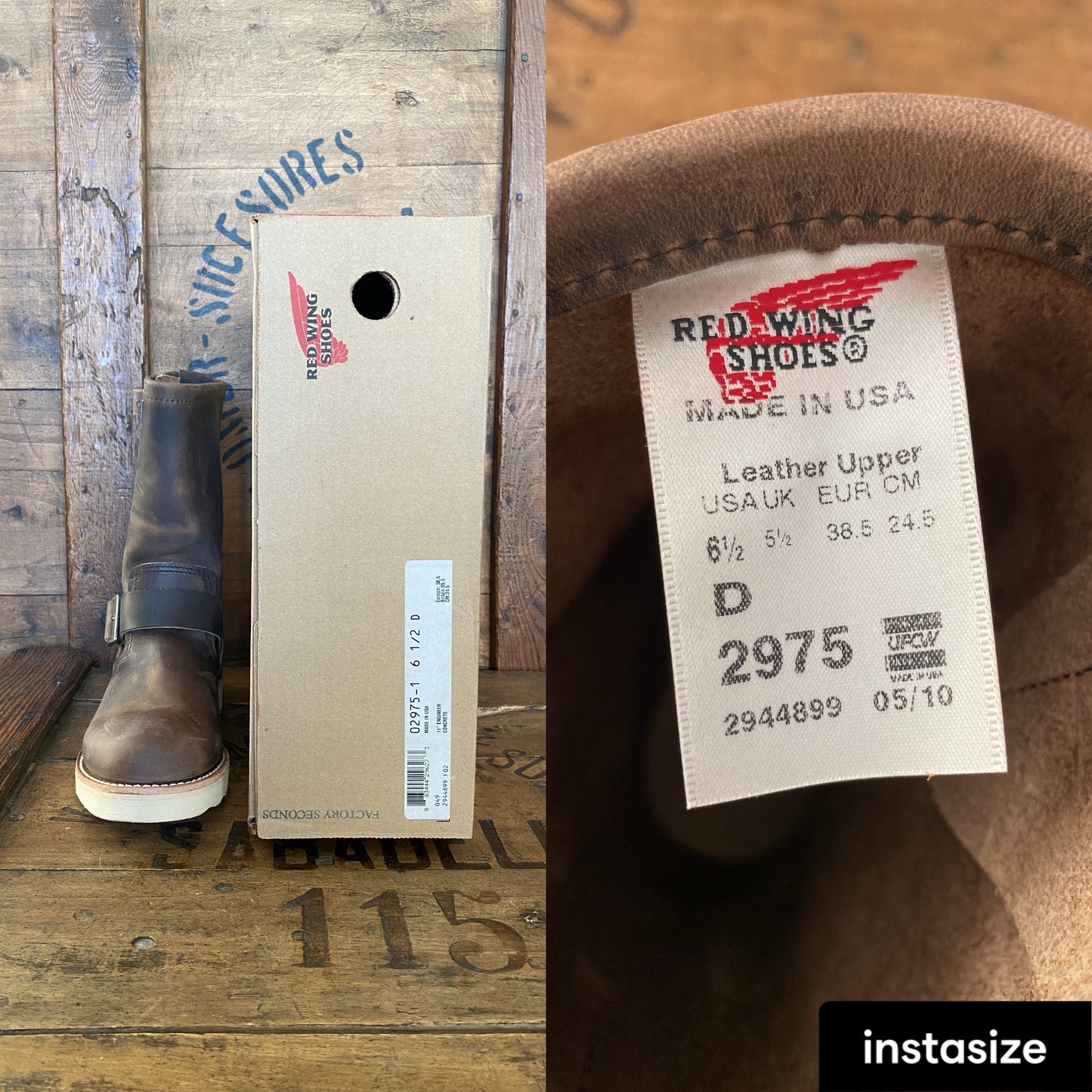 Size 6.5D (38.5 Euro) R W 2975 Heritage Engineer Boots Made In USA (Seconds) - USA Vintage Bcn