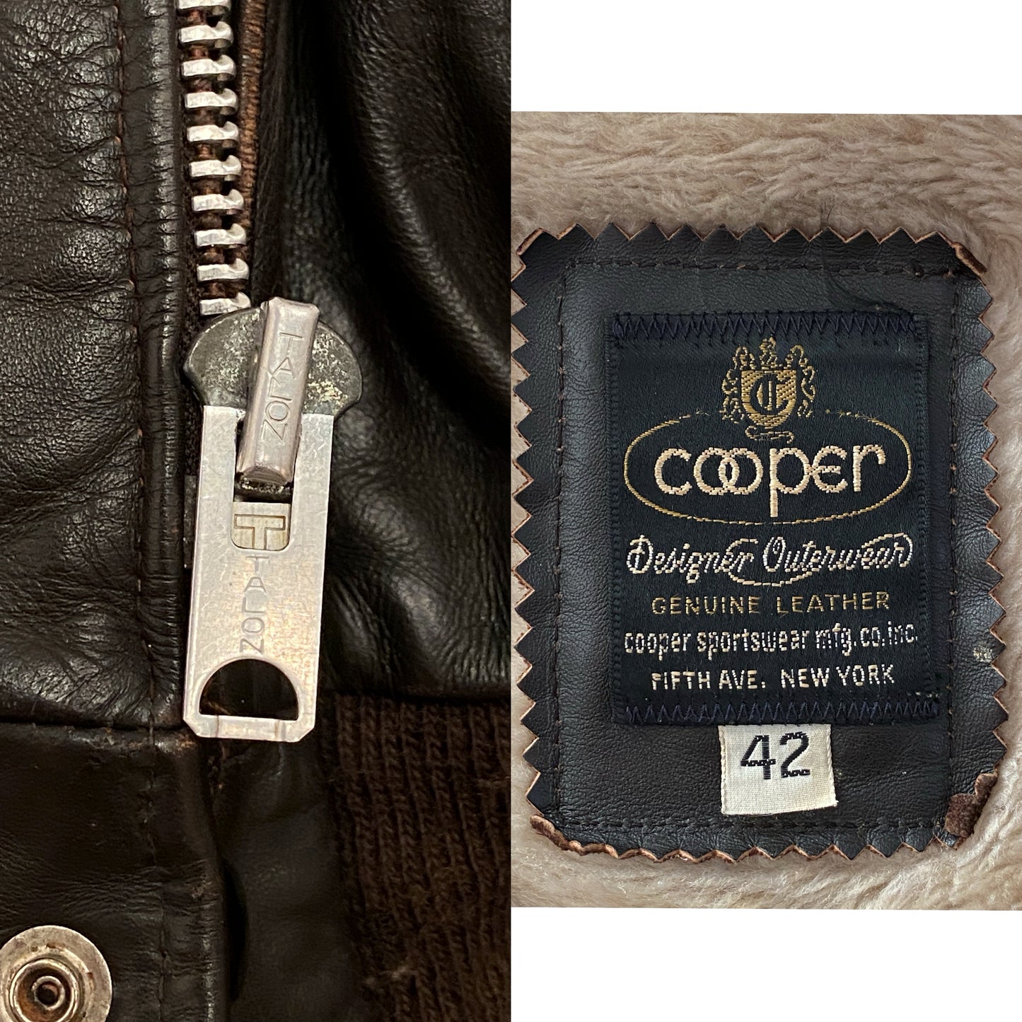 Vintage Cooper Leather Bomber Flight Jacket Made in USA | Size 42 Aviator G-1