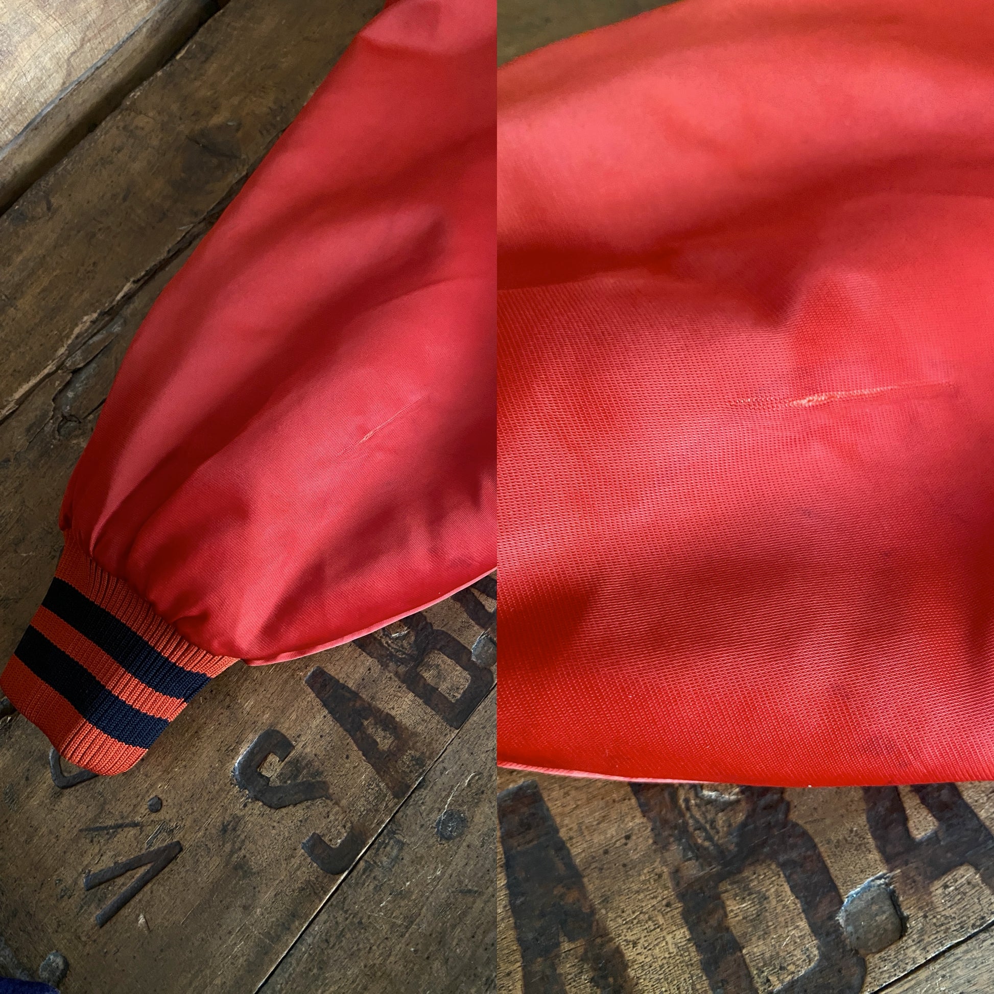 Vintage 1990s New York Starter satin jacket, classic sports style, size large.