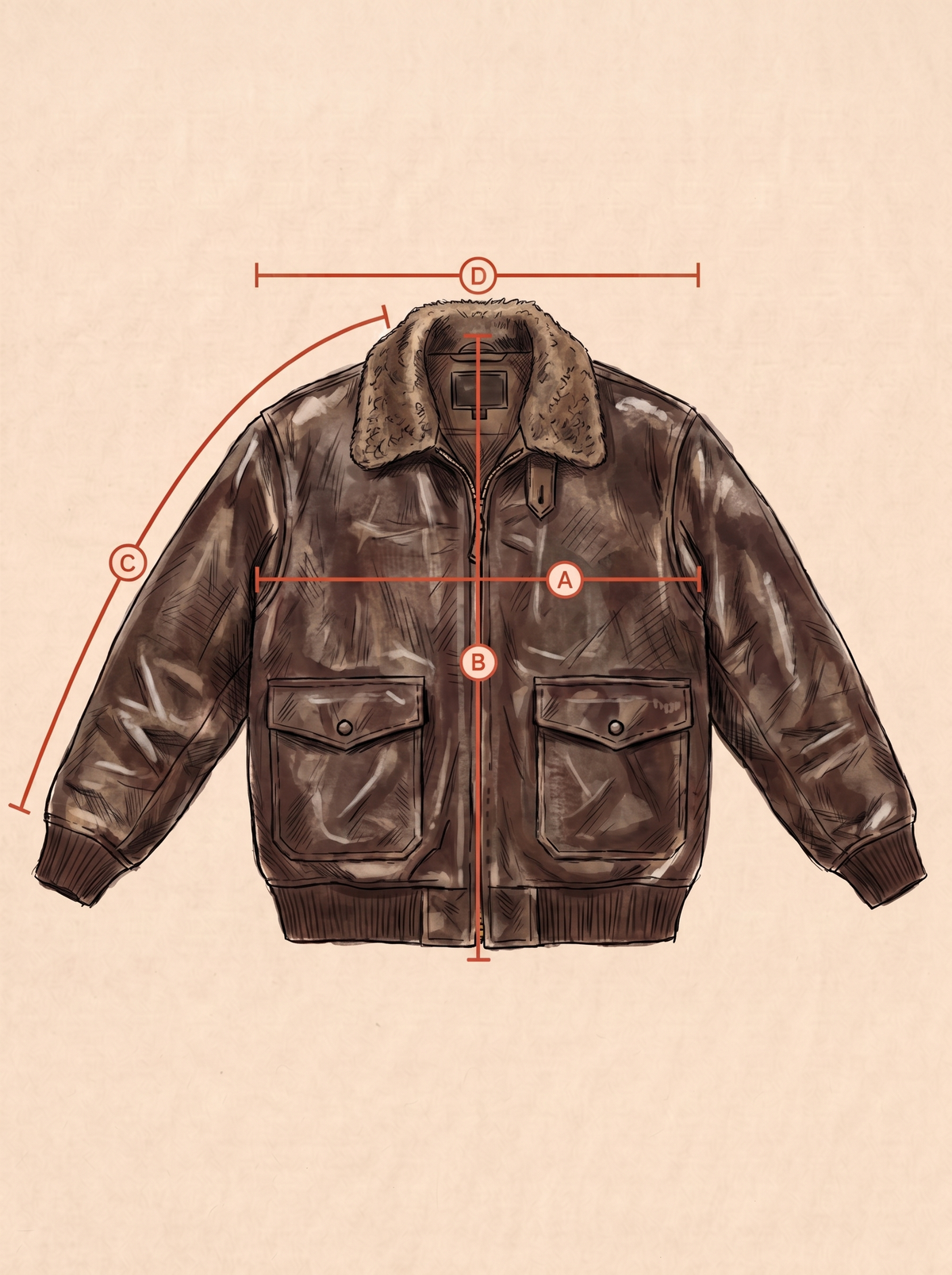 Vintage Sears Leather Bomber Flight Jacket Aviator – Size 42US / 52 EU – Made in the USA
