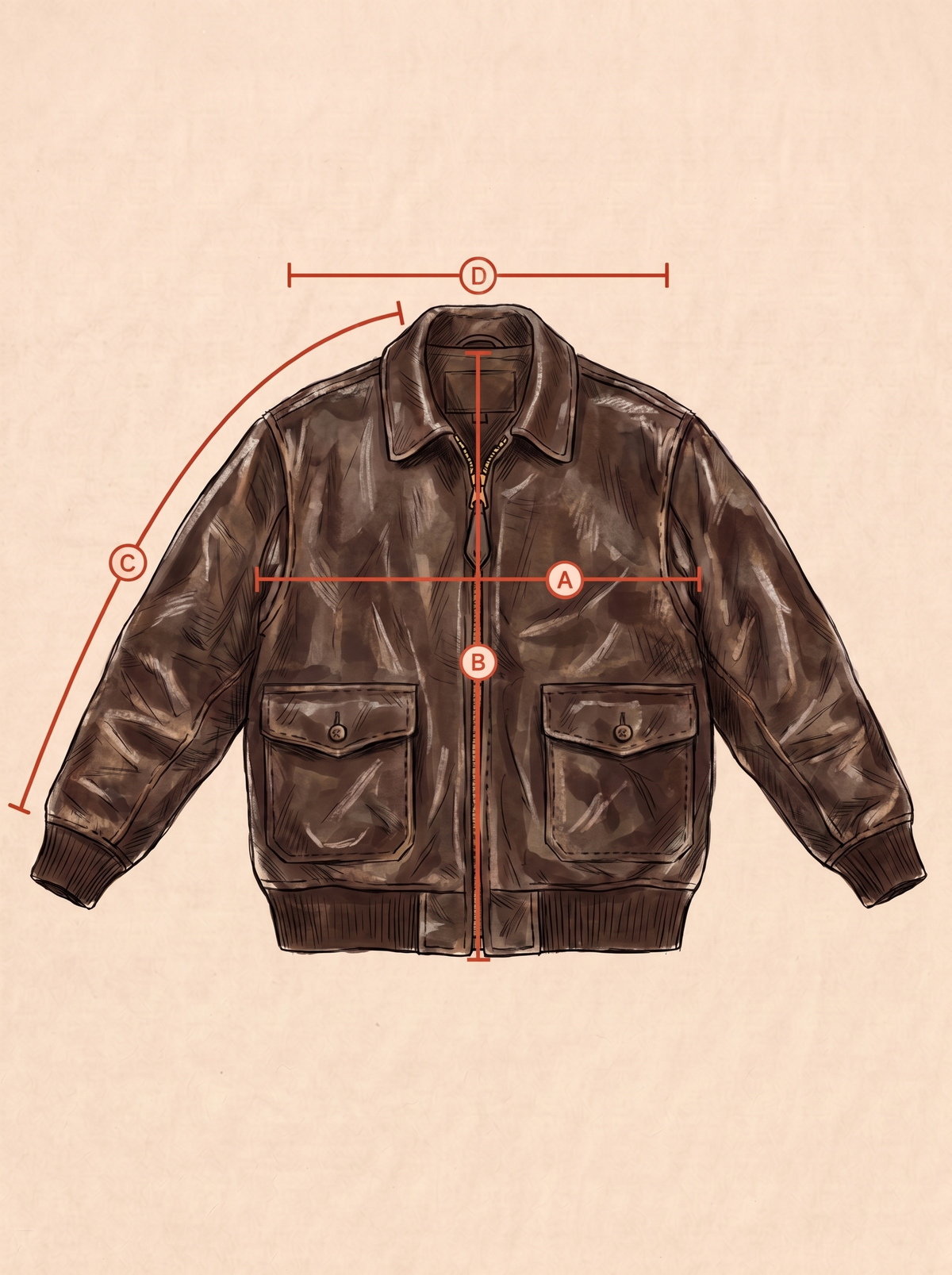 Willis & Geiger Type A-2 Leather Flight Jacket - USA Made - Dark Brown - Size 48T (Tall)