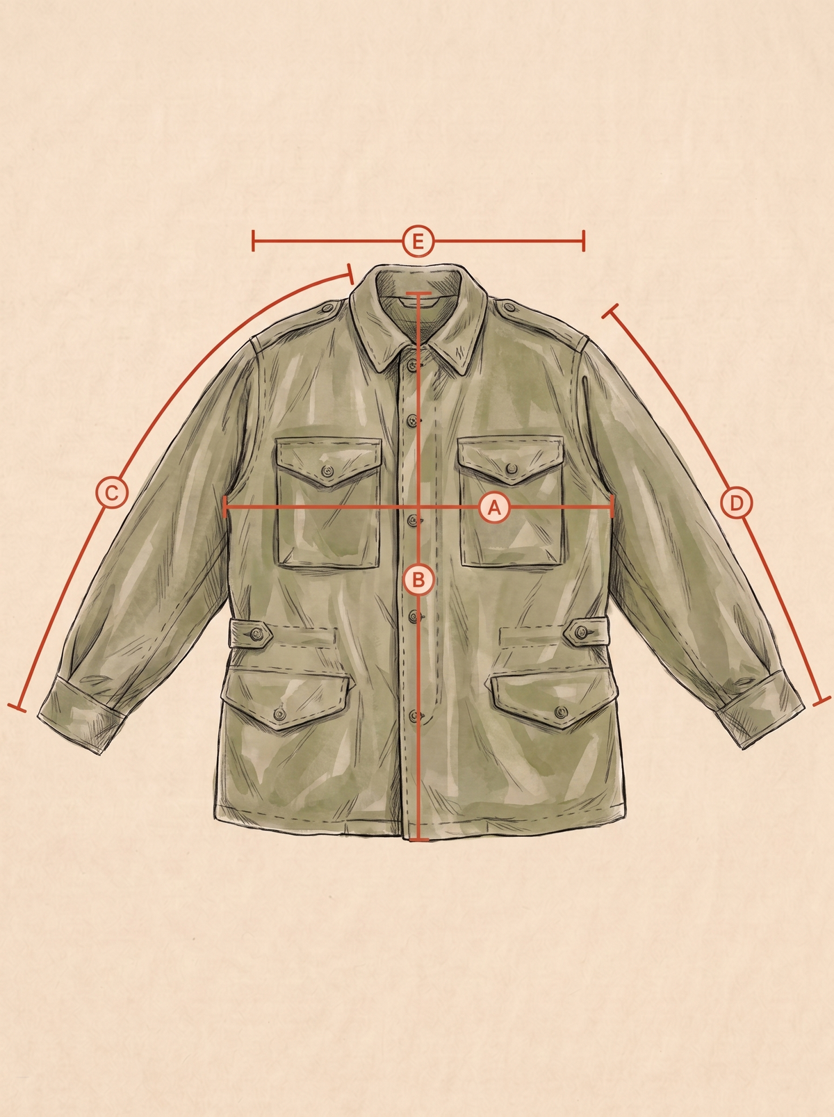 Med Long. Authentic 1975 OG-107 US Army M-65 Field Jacket – Vietnam Era Military Issue