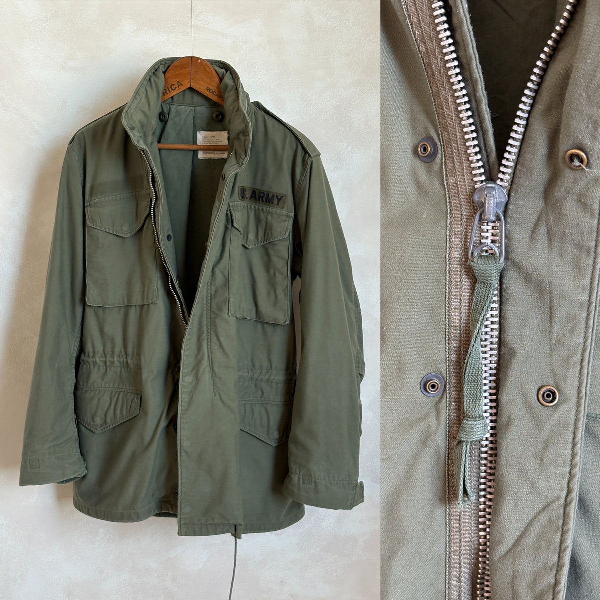 Small Long. Authentic Alpha Industries 1969 US Army M-65 Field Jacket – OG-107 – Vintage Military Issue-AJ357 Studio