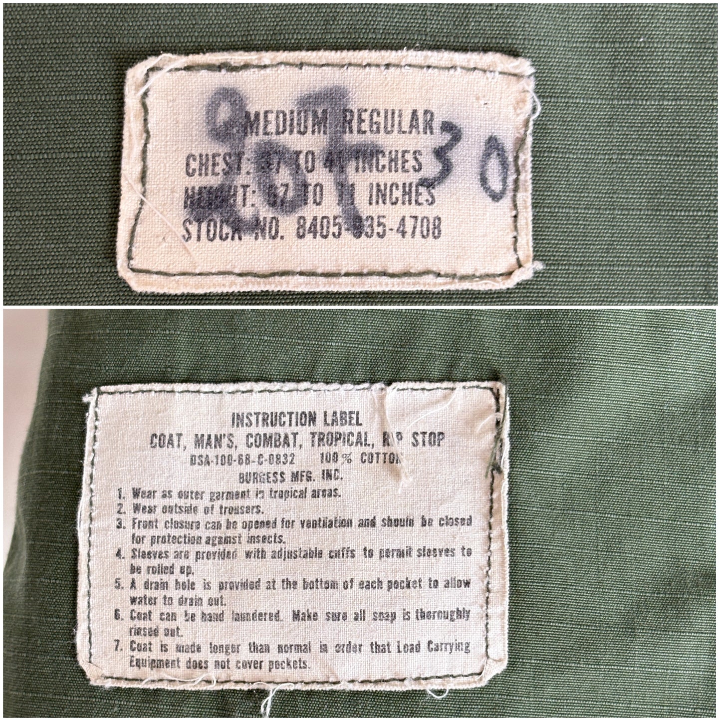 Med Reg. Authentic 1968 U.S Air Force Vintage Vietnam jungle jacket.