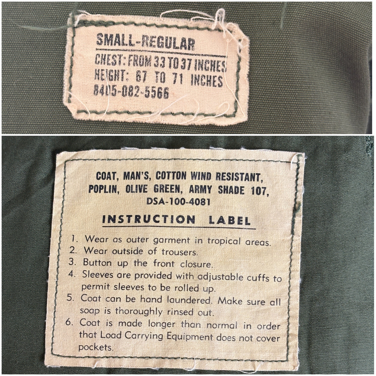 Small Reg. Authentic Third Pattern 1966 US Army Vintage Vietnam jungle jacket.