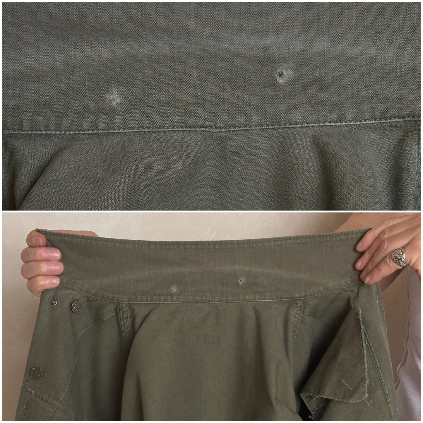 Med/L .Vintage WW2 US Army 2nd Pattern HBT 13 Stars Button Combat Shirt/Jacket