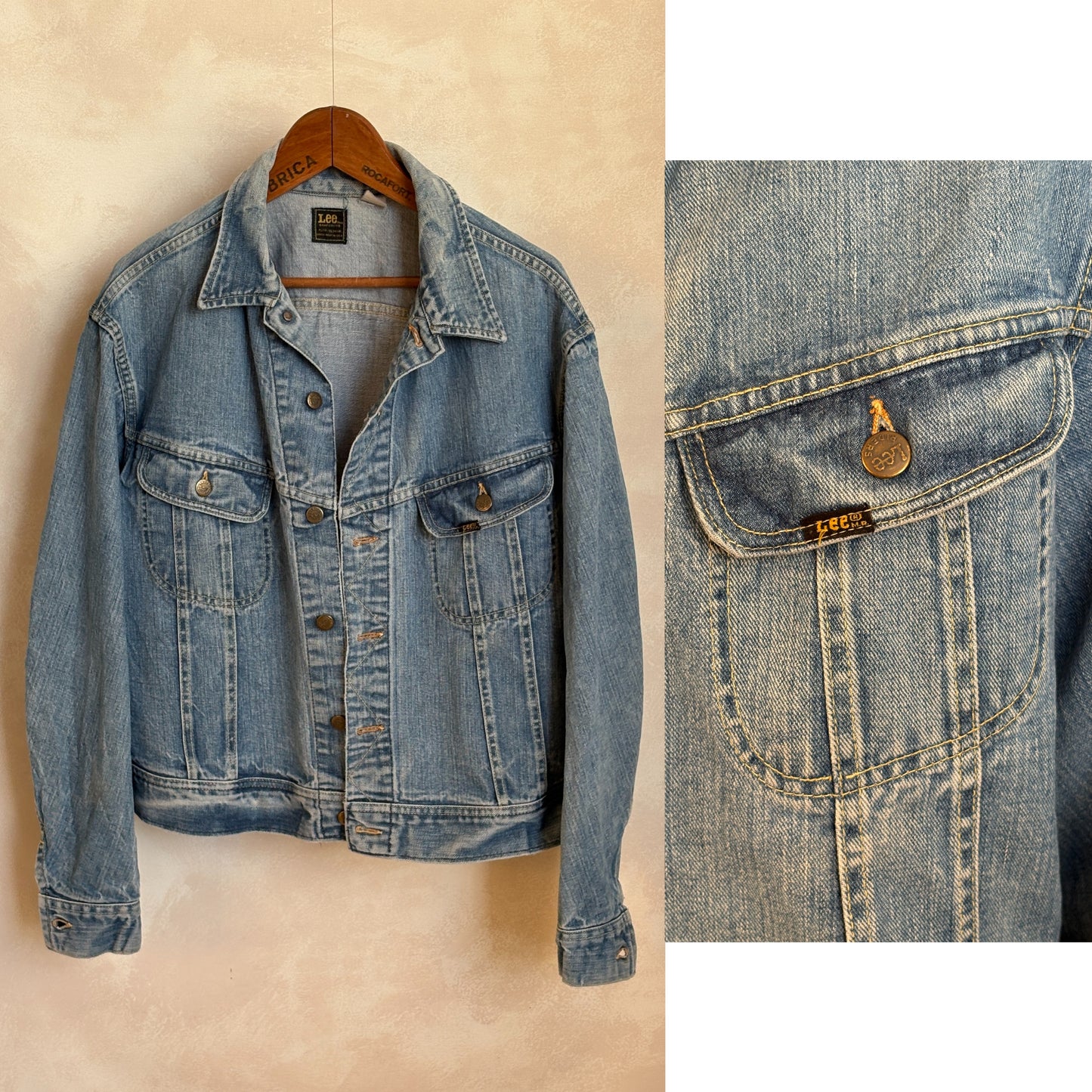 Size 50US XXL. Vintage 70s Lee Union Made Denim Shirt – 2 Pockets – Made in USA - USA Vintage Bcn