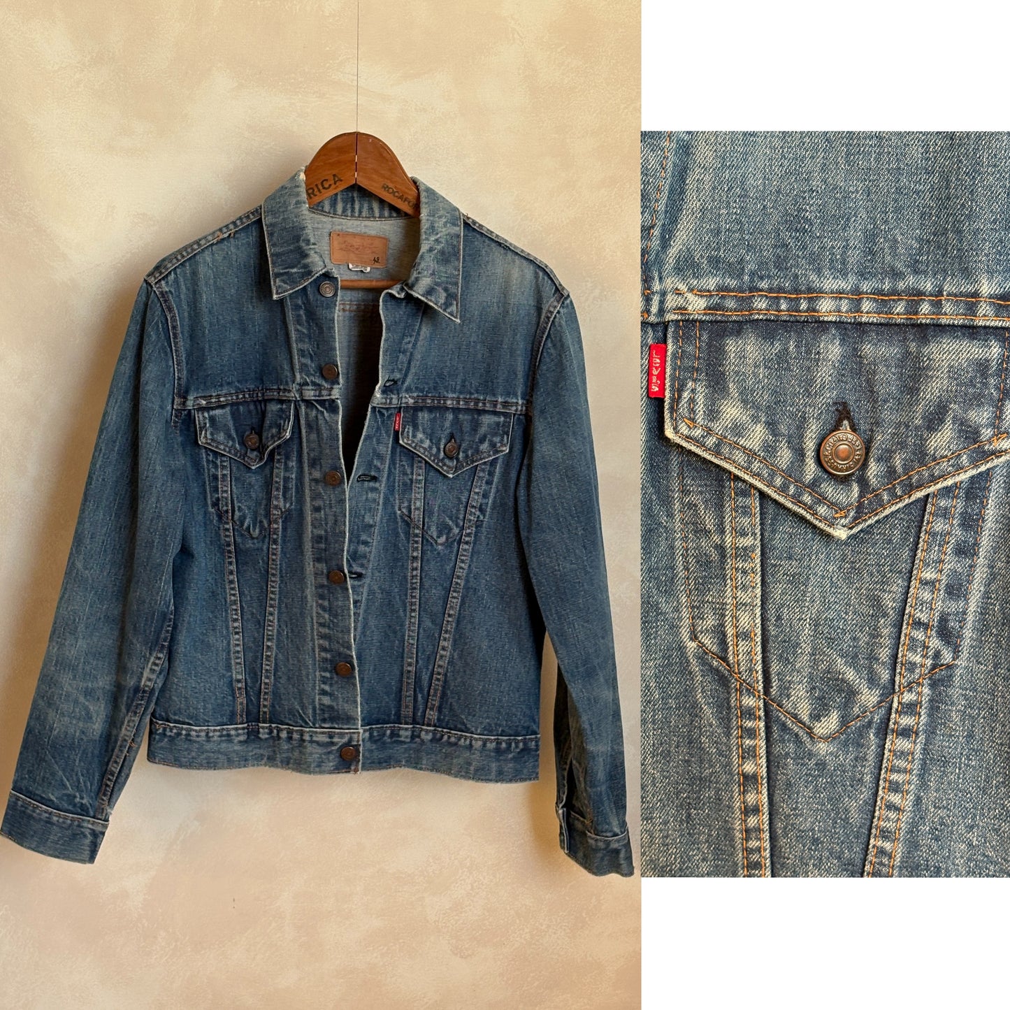 Size 42US / 52EU. Vintage late 70s 70505 Levis 2 pockets made in USA - USA Vintage Bcn