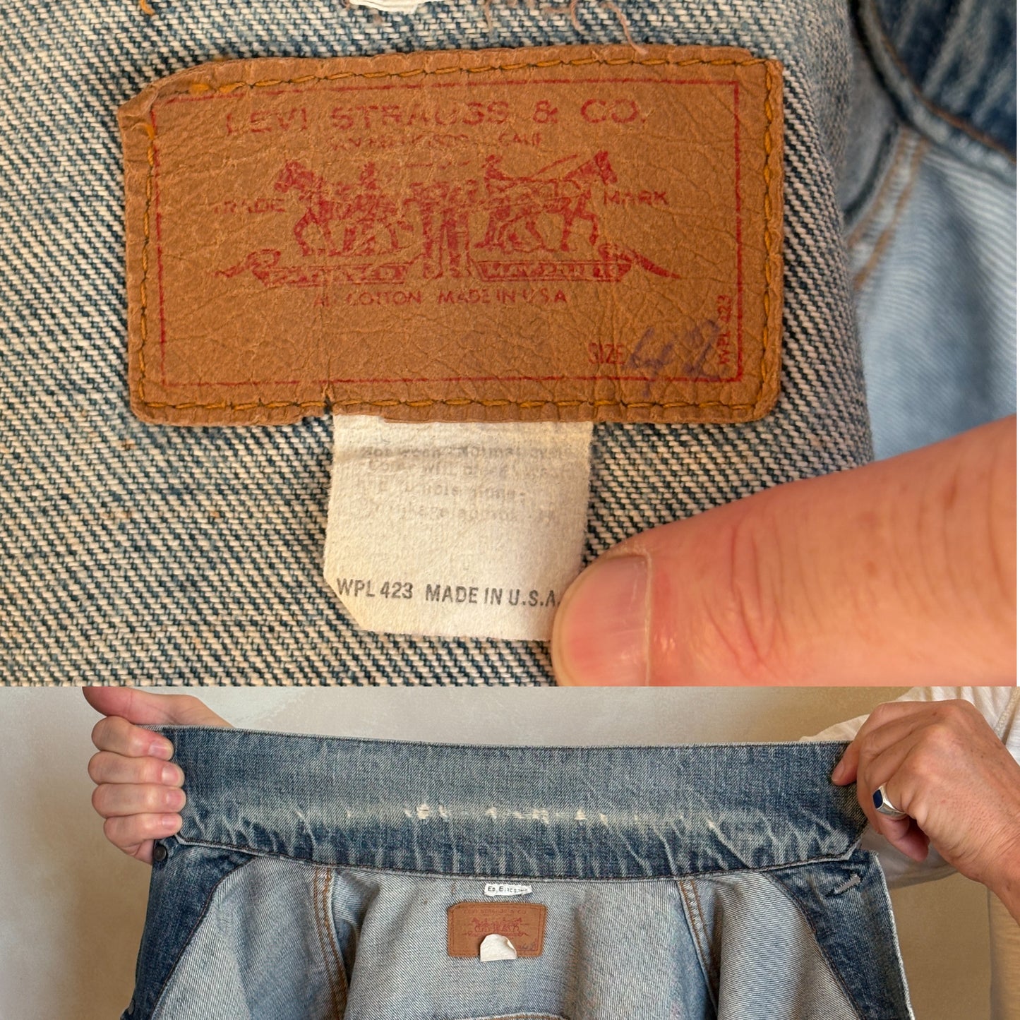 Size 42US/52EU. Vintage late 70s 70505 Levis 2 pockets made in USA-AJ357 Studio