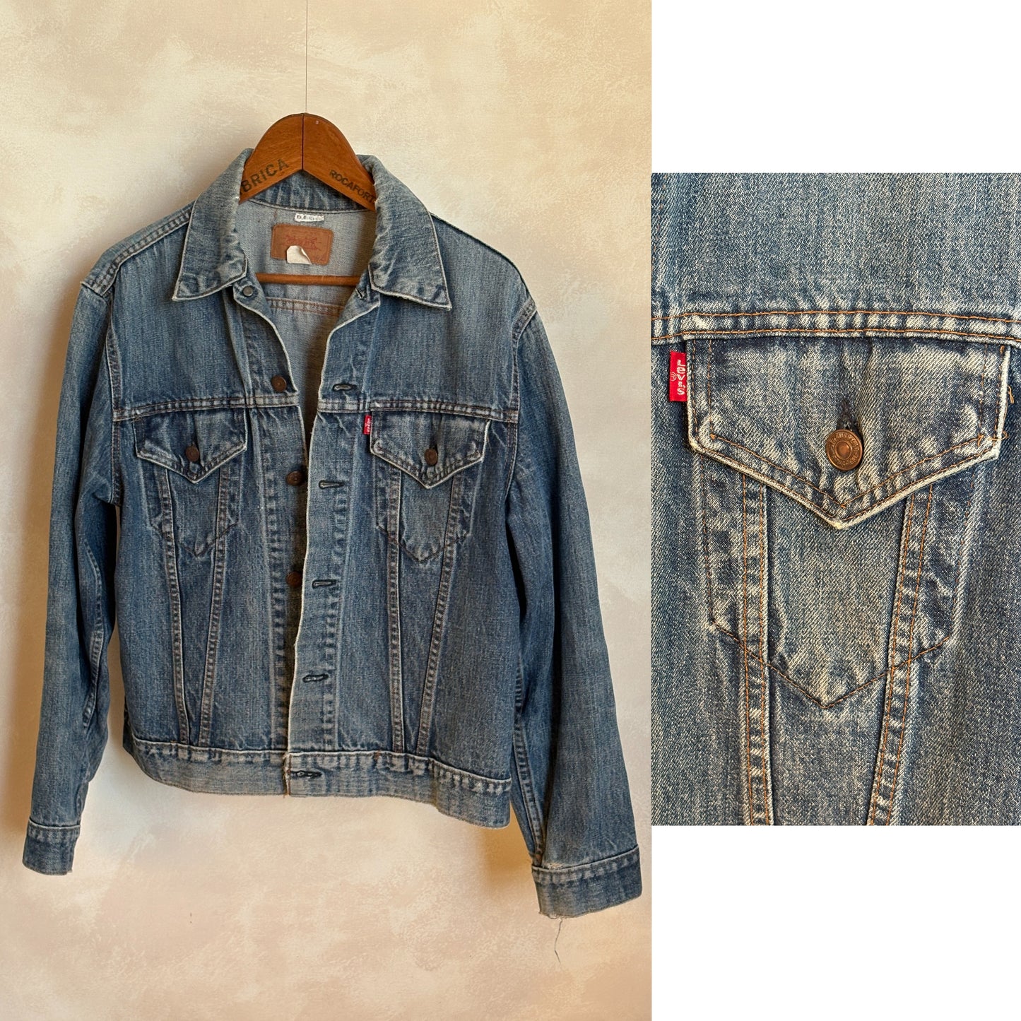 Size 42US / 52EU. Vintage late 70s 70505 Levis 2 pockets made in USA - USA Vintage Bcn