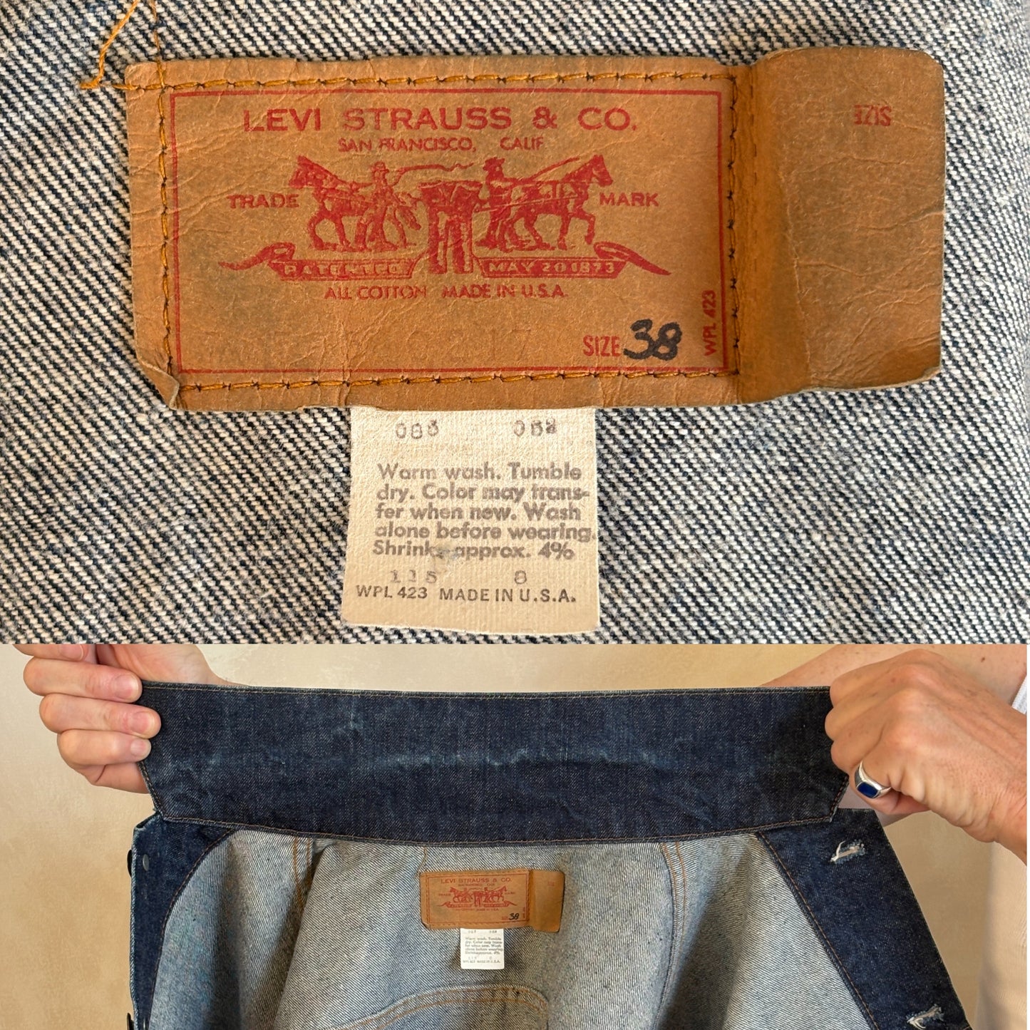 Size 38US / 48EU . Vintage 70s Levi’s Denim Jacket – 2 Pockets – Made in USA - USA Vintage Bcn