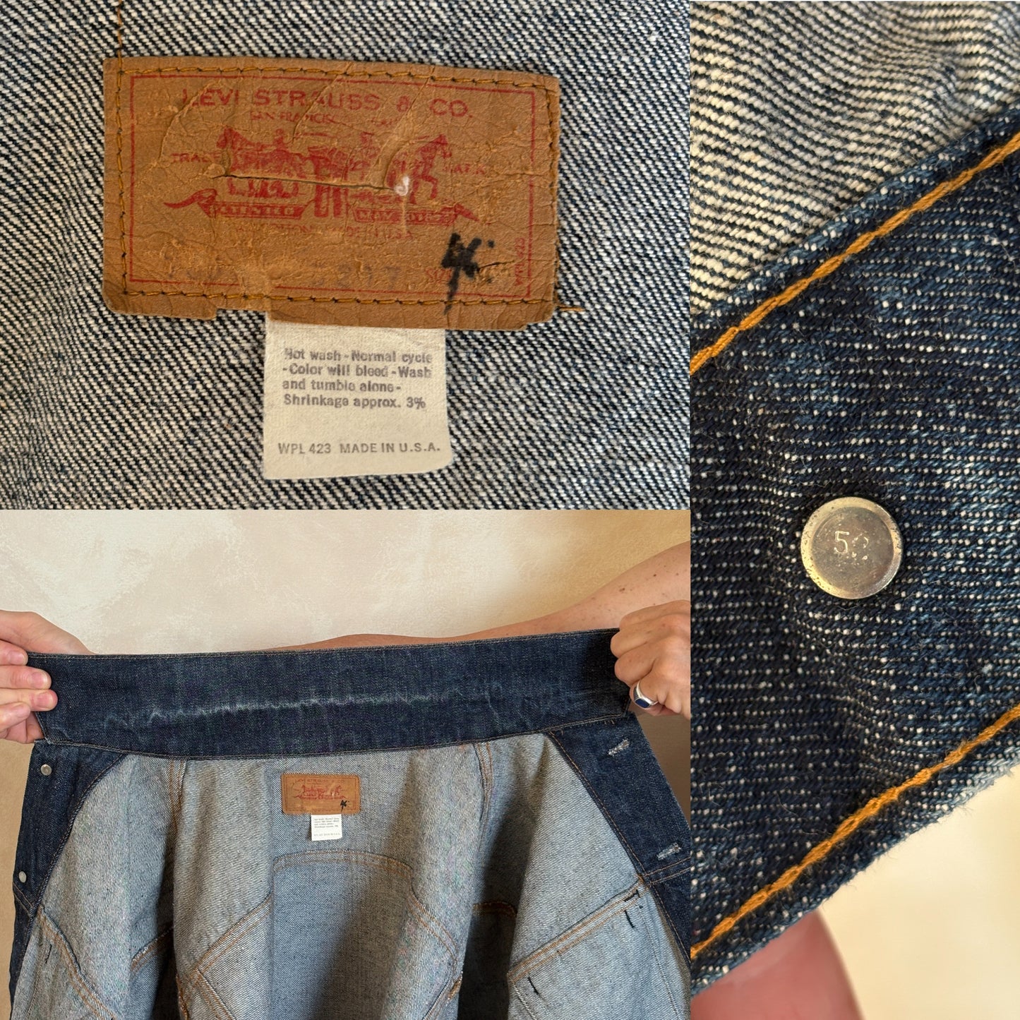 Size 46US / 56EU .Vintage 70s Levi’s Denim Jacket – 2 Pockets – Made in USA - USA Vintage Bcn