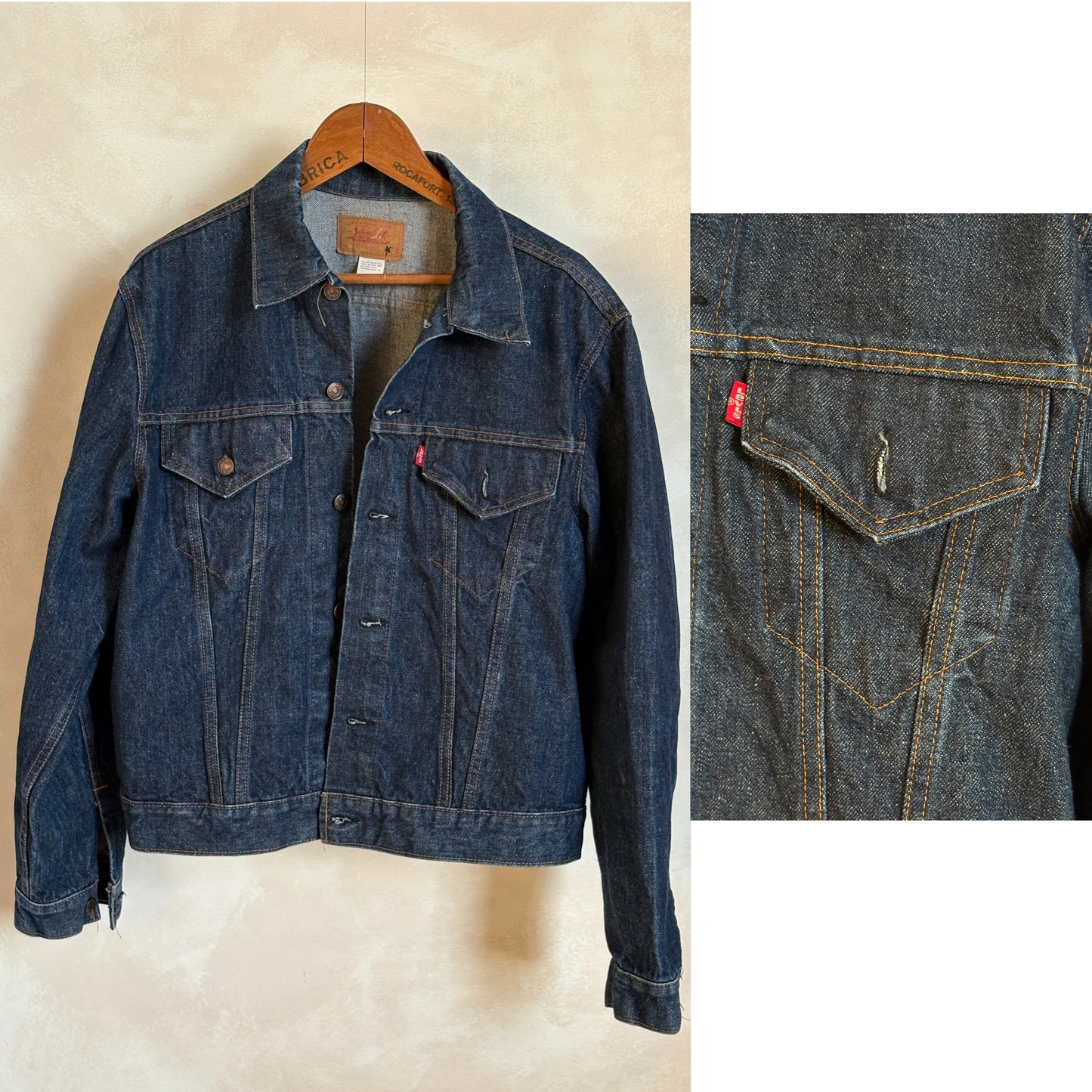 Size 46US / 56EU .Vintage 70s Levi’s Denim Jacket – 2 Pockets – Made in USA - USA Vintage Bcn