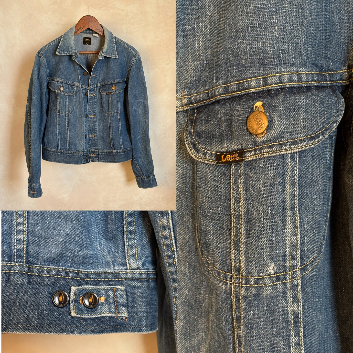Size 42-44US / 52-54EU.Vintage 70s Lee Union Made Denim Shirt – 2 Pockets – Made in USA - USA Vintage Bcn