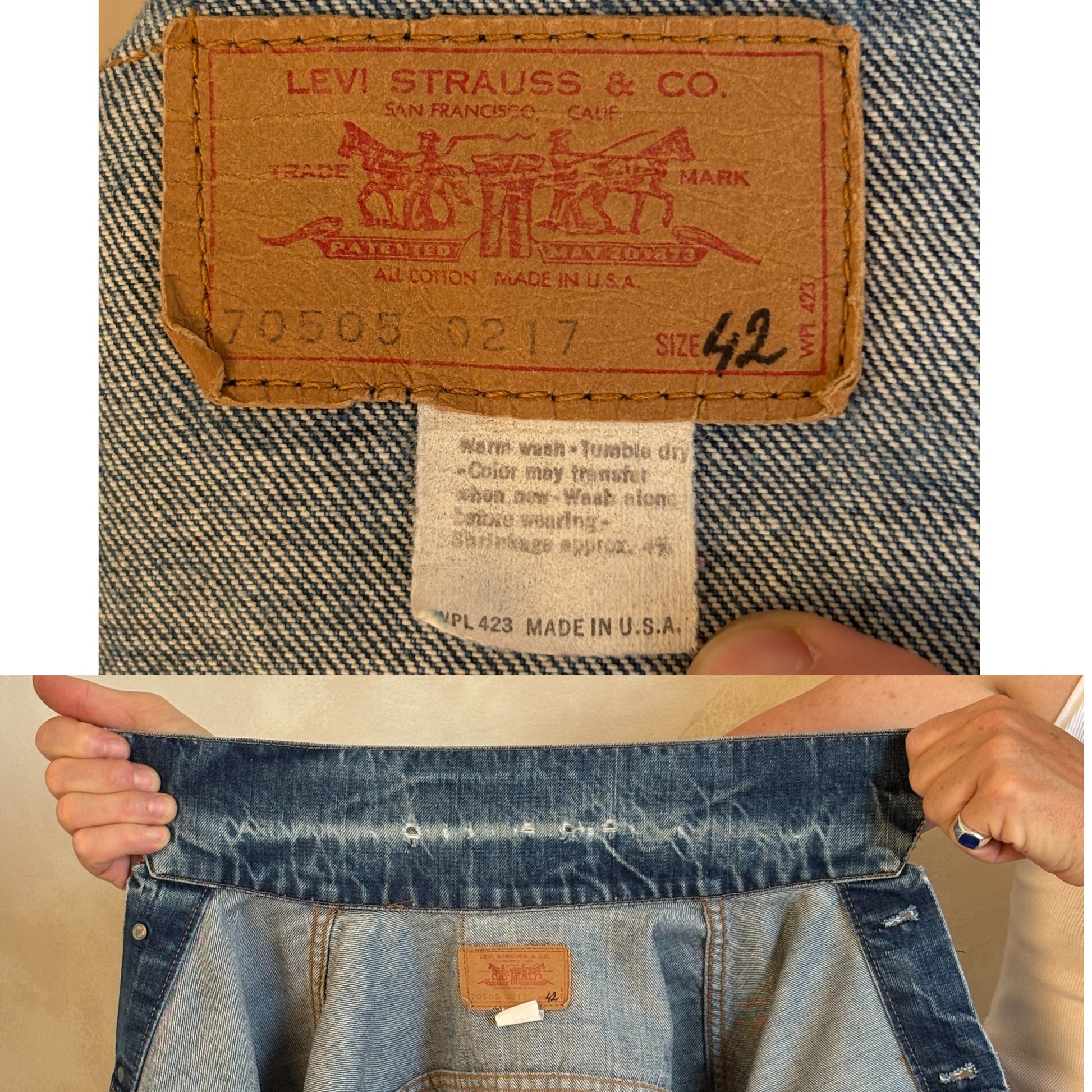 Size 42US / 52EU . Vintage 70s Levi’s Denim Jacket – 2 Pockets – Made in USA - USA Vintage Bcn