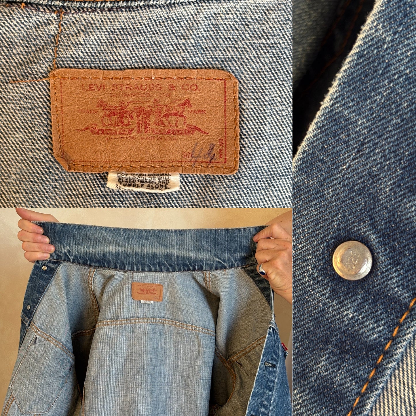 Size 42-44US / 52-54EU . Vintage 70s Levi’s Denim Jacket – 2 Pockets – Made in USA-AJ357 Studio