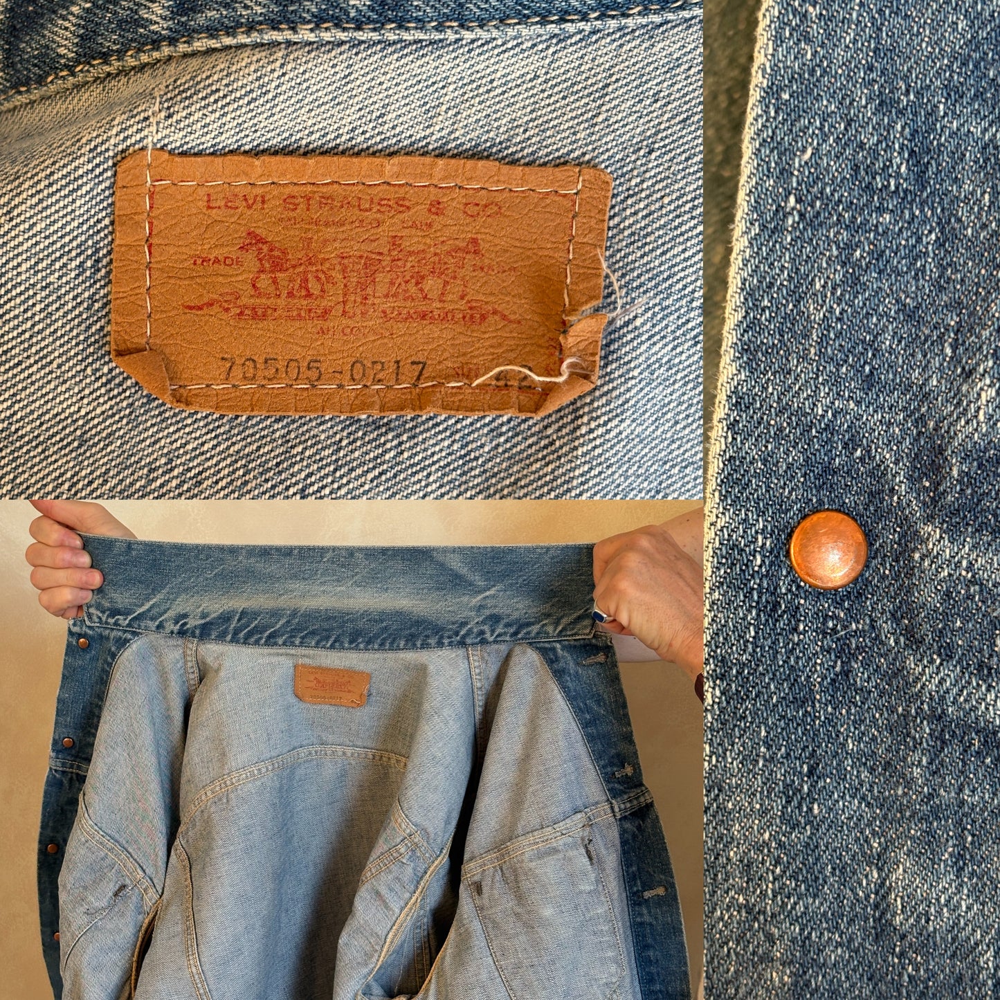 Size 42US / 52EU . Vintage 70s Levi’s Denim Jacket – 2 Pockets – Made in USA-AJ357 Studio